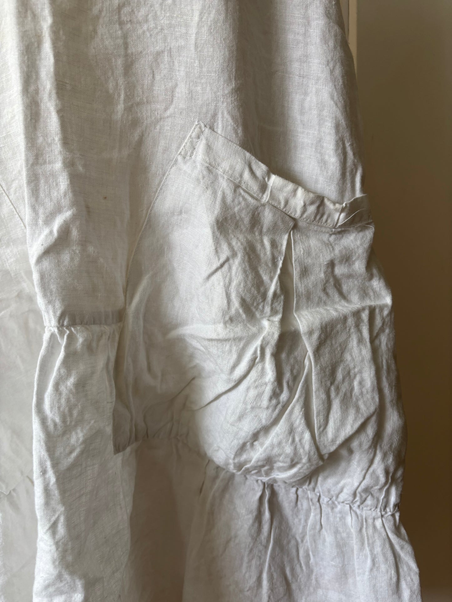 White 100% linen tunic dress size Large