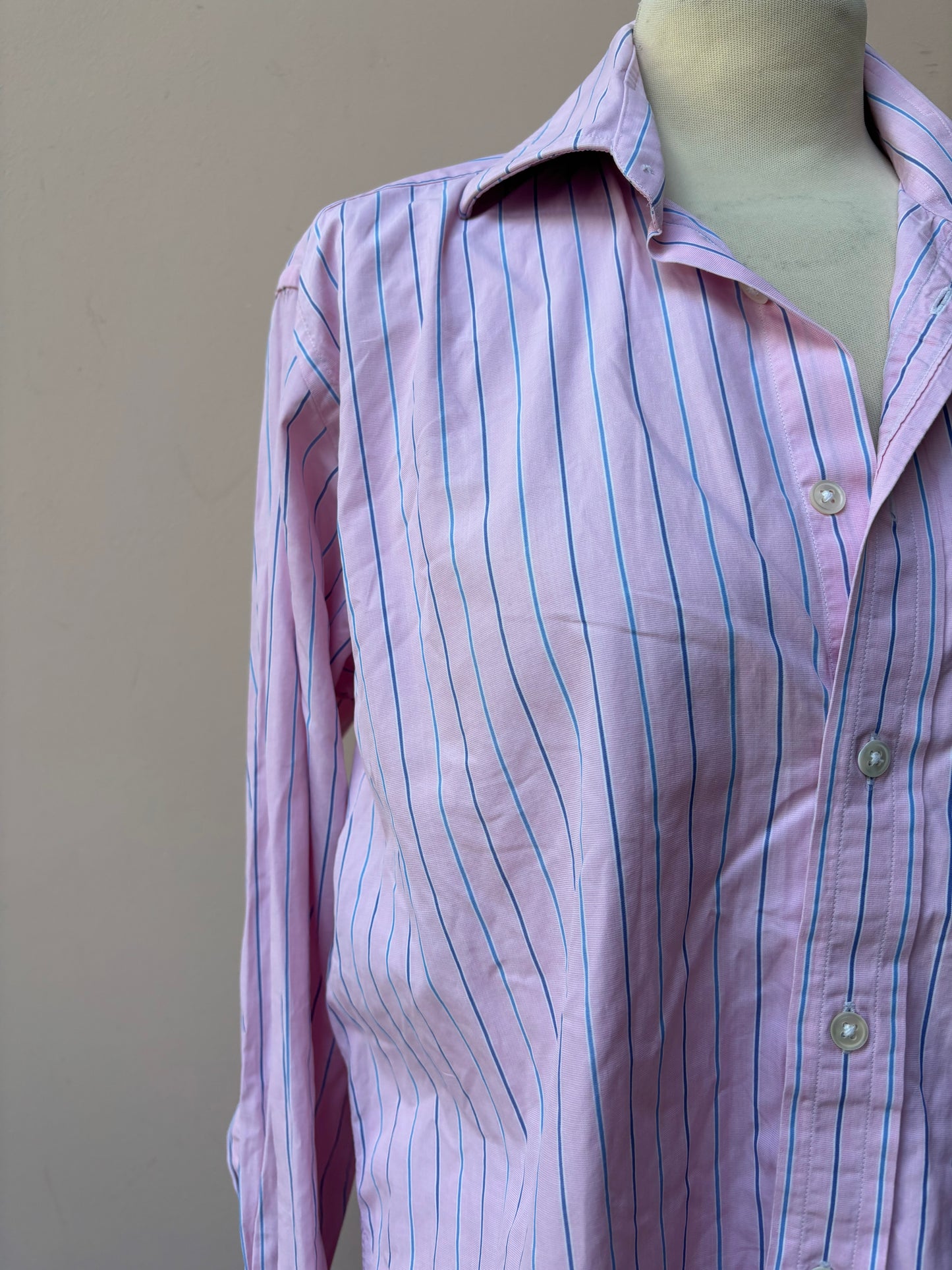 Pink striped 100% cotton shirt size 12
