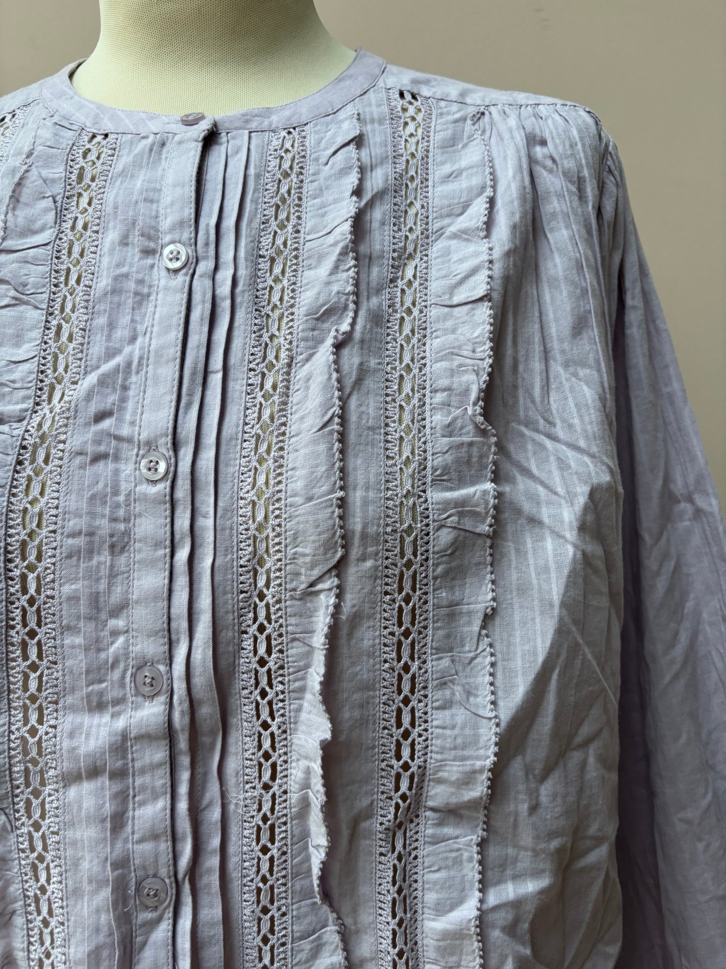 Pale lilac 100% cotton blouse size 8-12