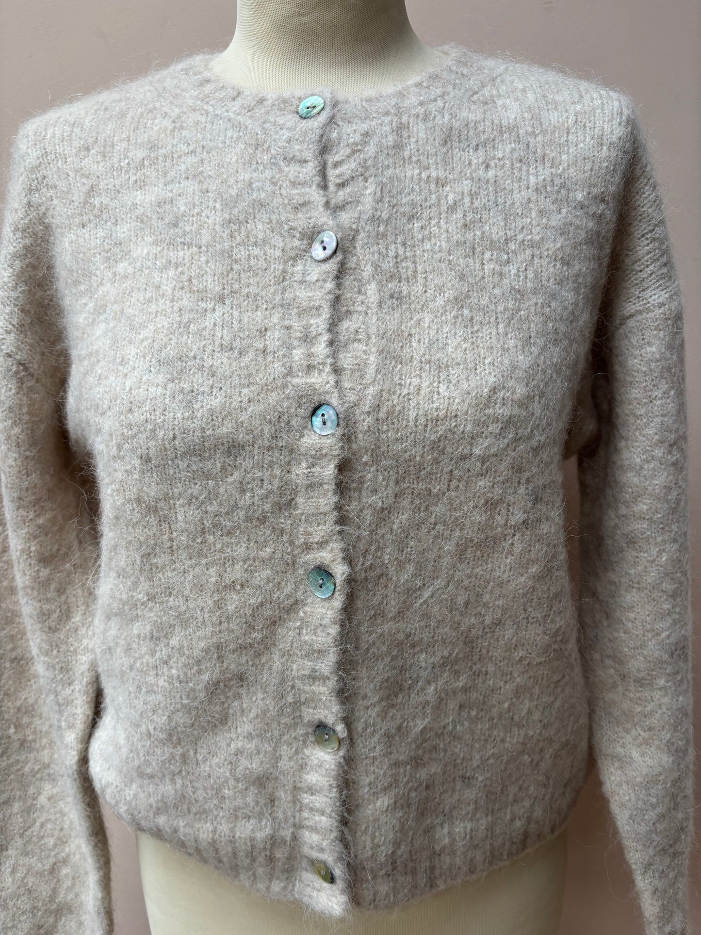 Greige mohair mix cardigan size Medium