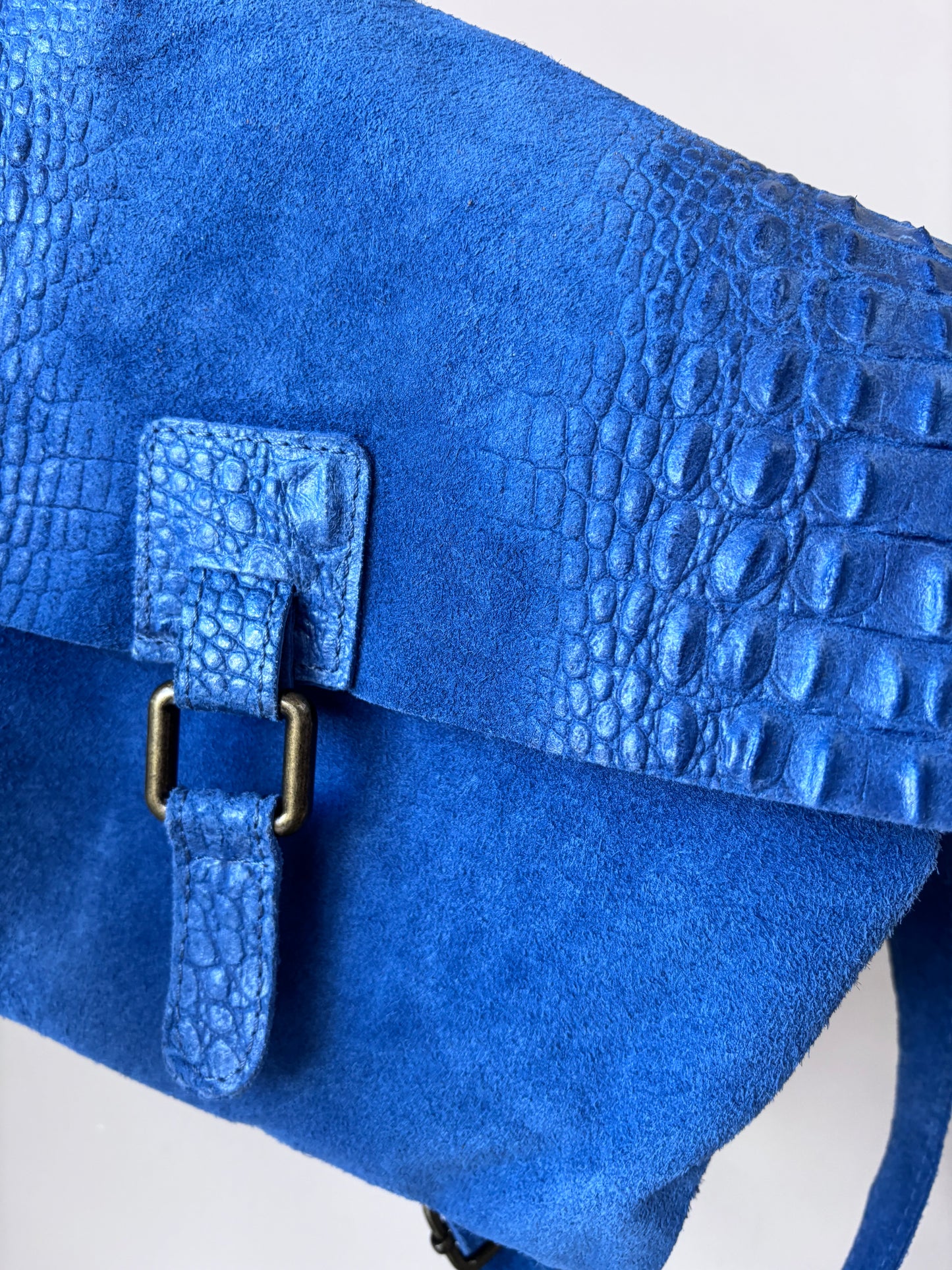 Blue suede leather bag