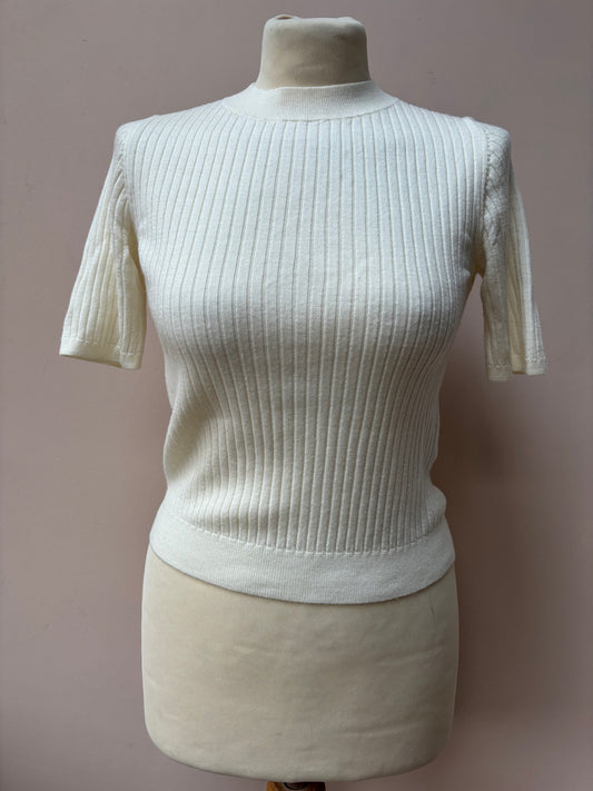 Cream 100% wool ribbed under layer size S/M