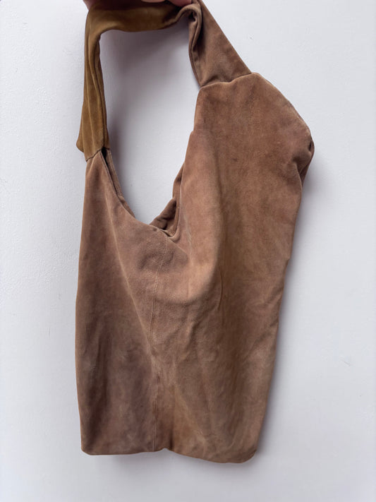 Homemade suede chestnut brown shoulder bag