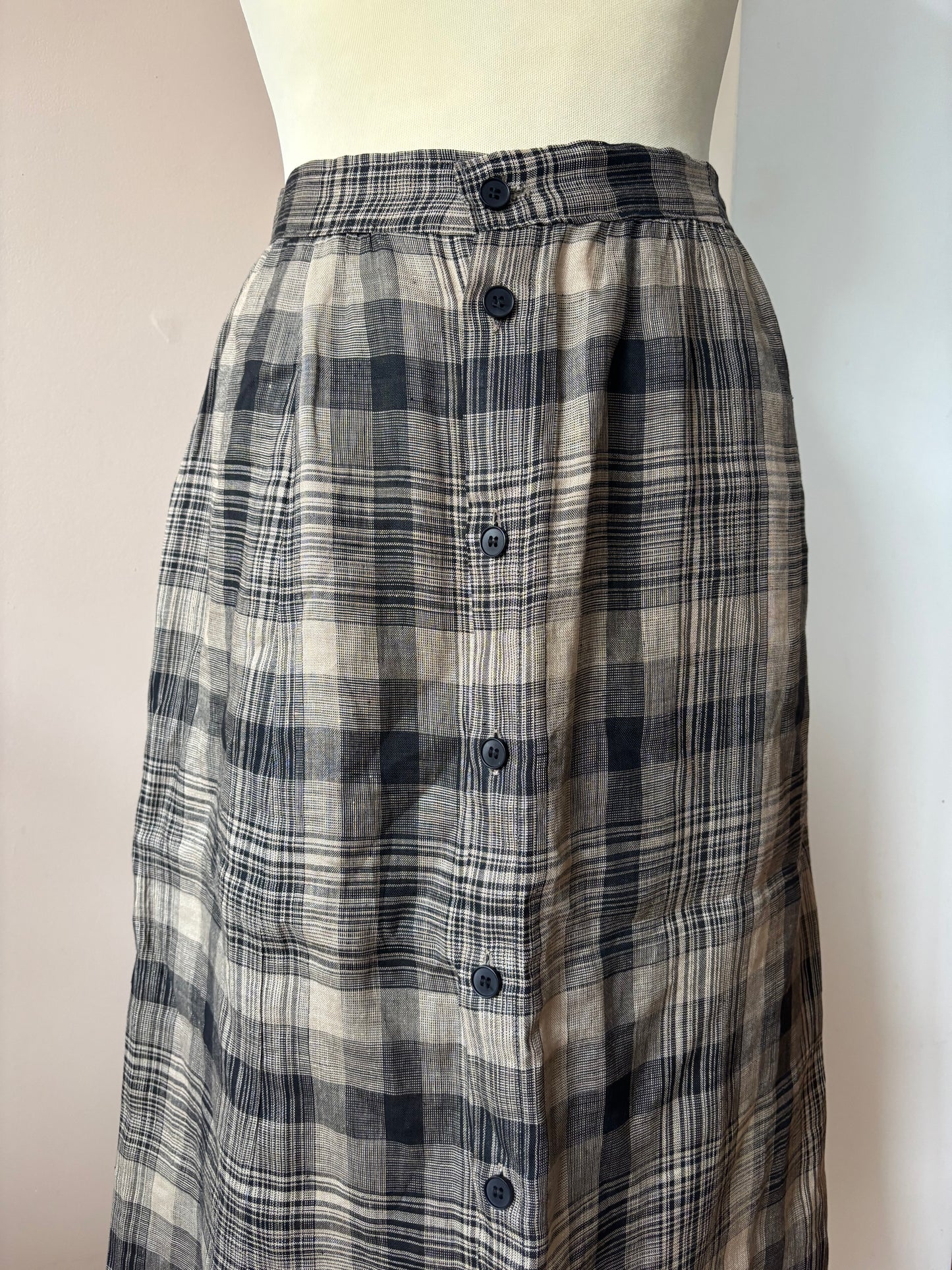 Vintage 100% linen midi skirt size 10/12