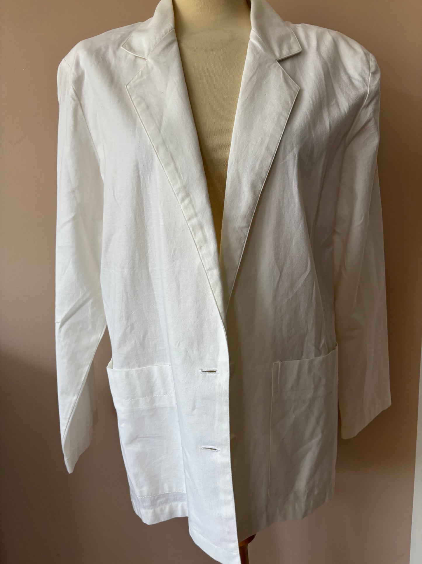 Vintage French white cotton blazer size 12