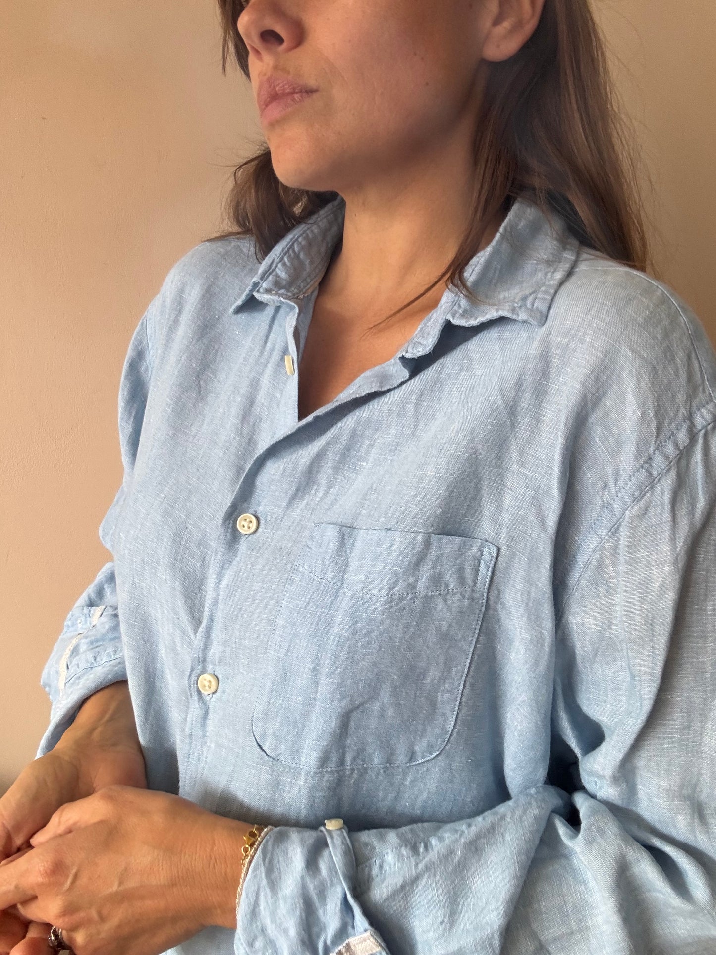 Light blue 100% linen shirt size Large