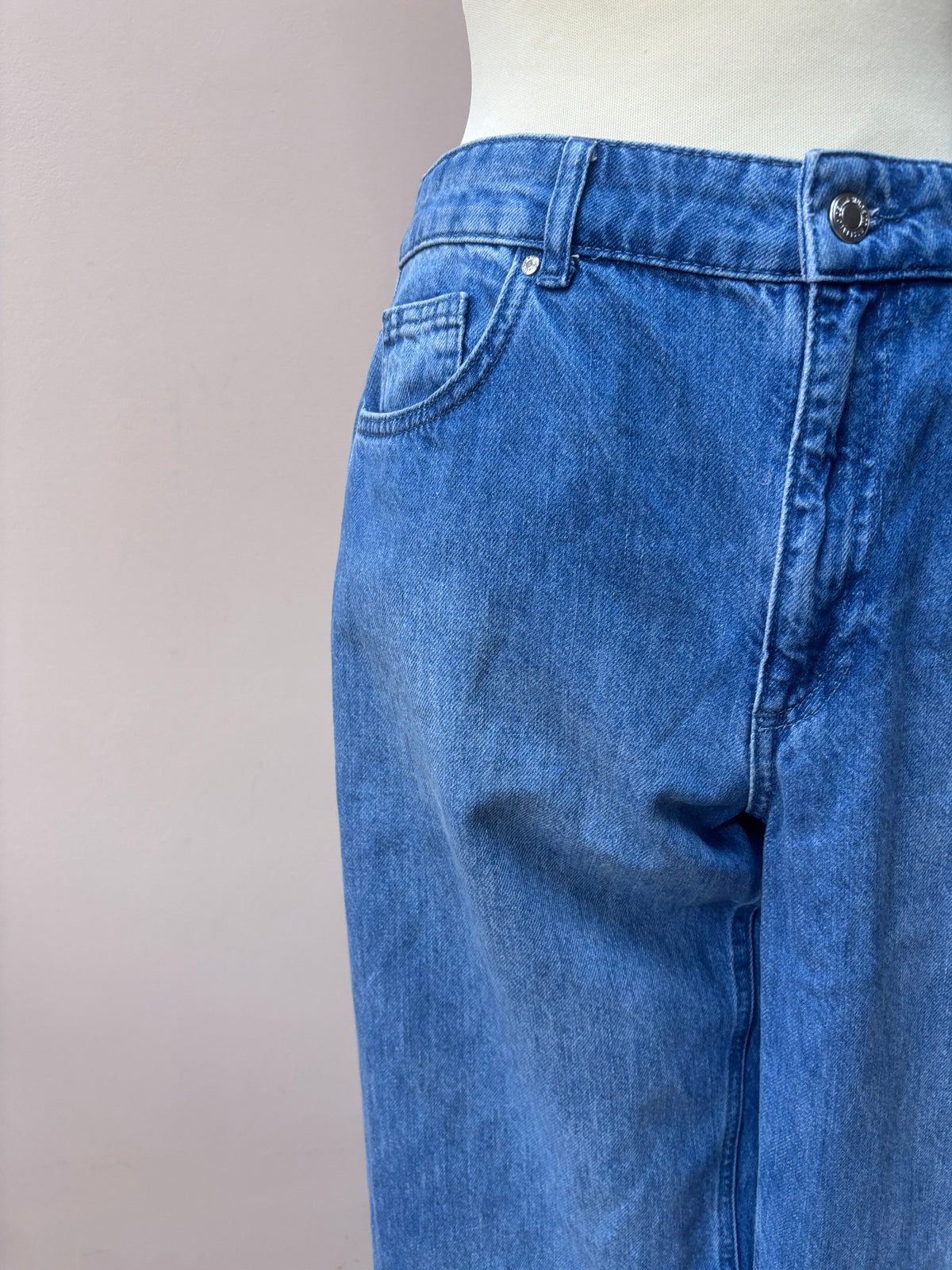 Blue 100% cotton frill ankle jeans size 12