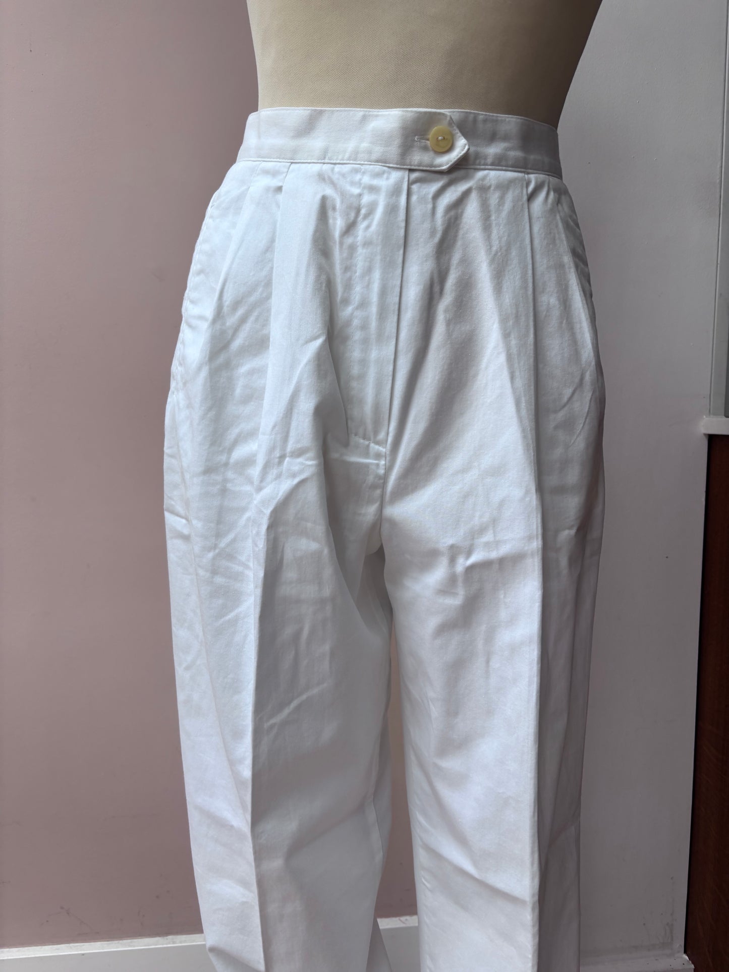 Vintage white 100% cotton trousers UK10