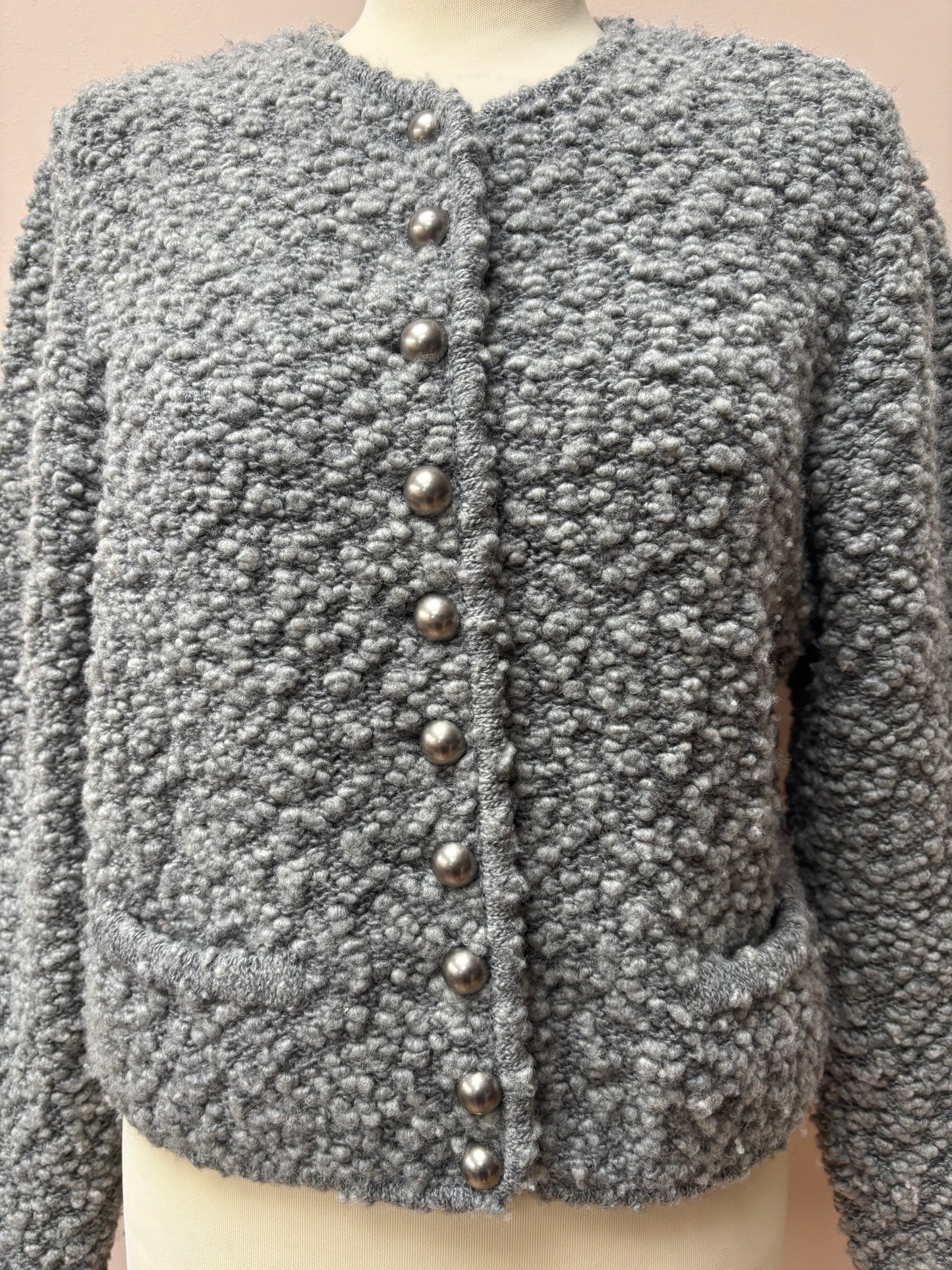 Lodenfrey wool grey boucle cardigan size 10