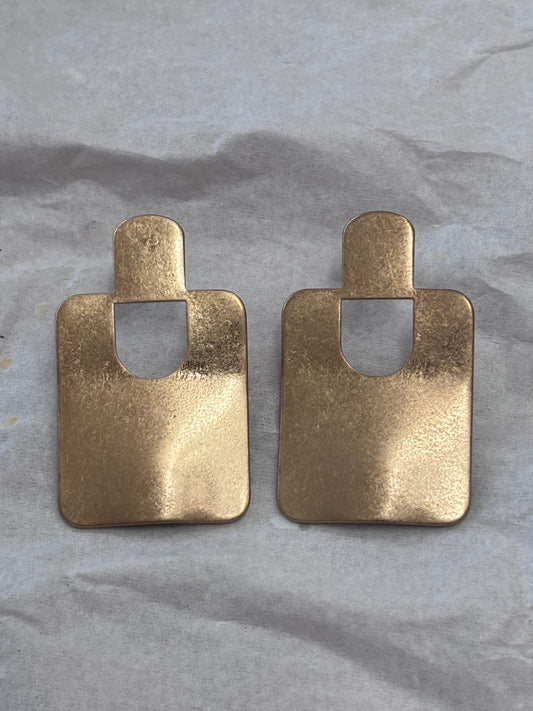 Brushed flat gold earrings