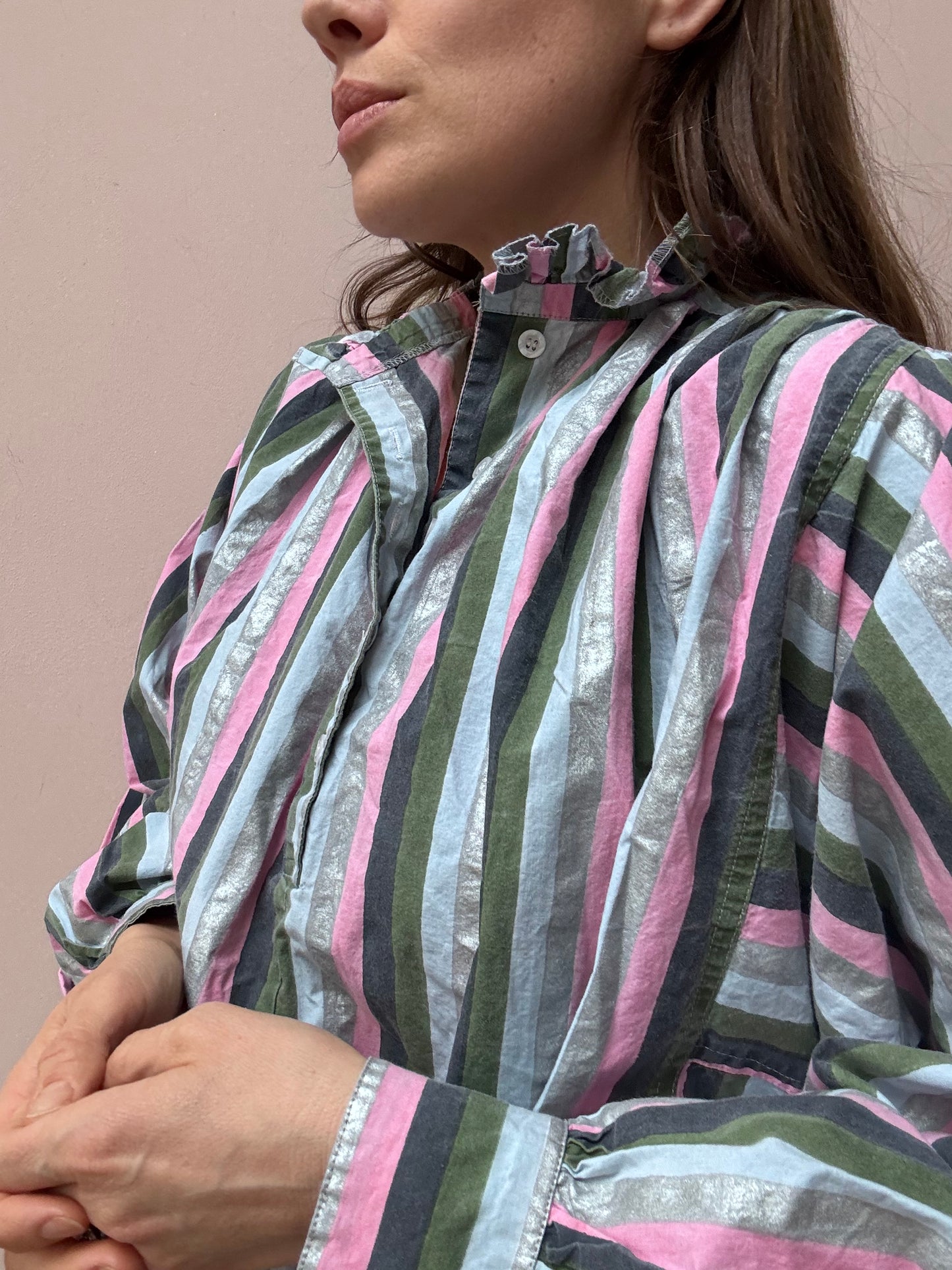 Blockprints striped cotton top size Small