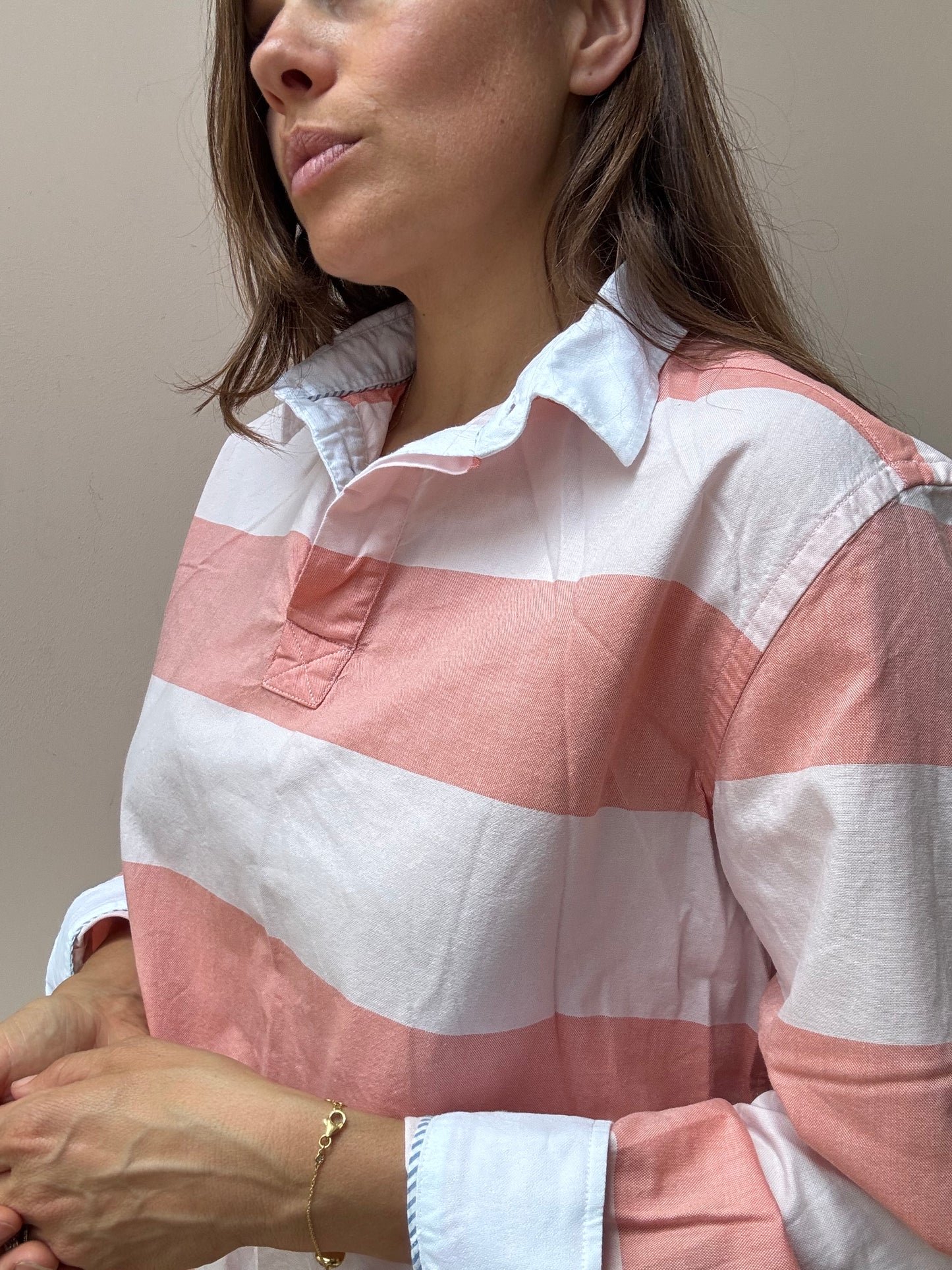 Striped 100% cotton rugby style shirt size Large