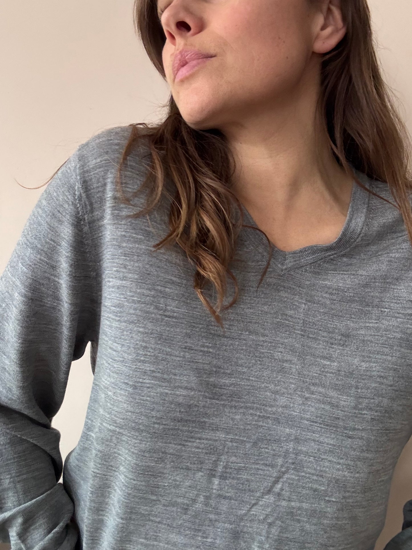 100% grey merino wool jumper size Medium