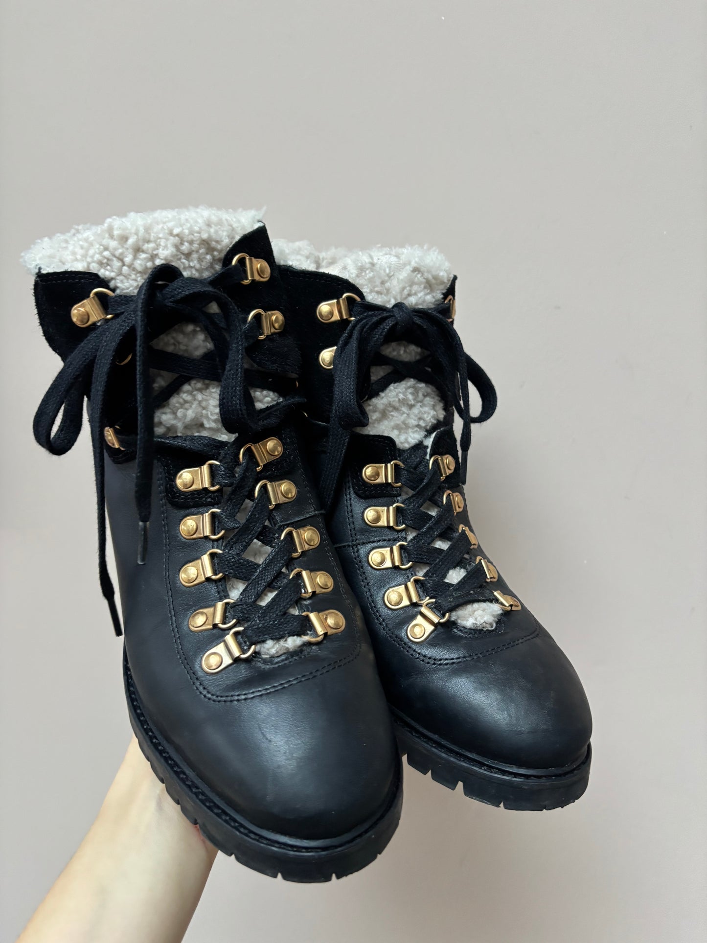 Anonymous Copenhagen black fleece lined leather boots size 41 (UK8)