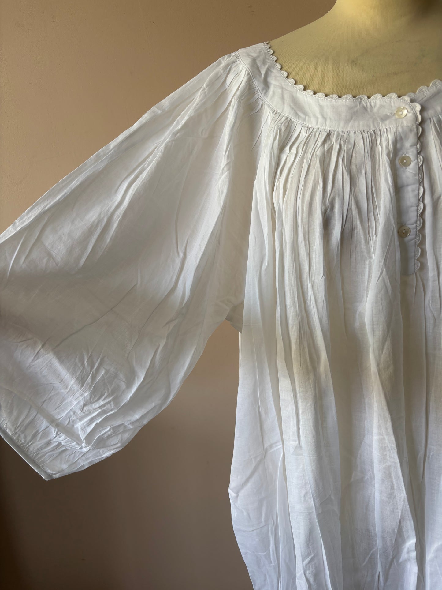 White organic cotton nightdress . One size