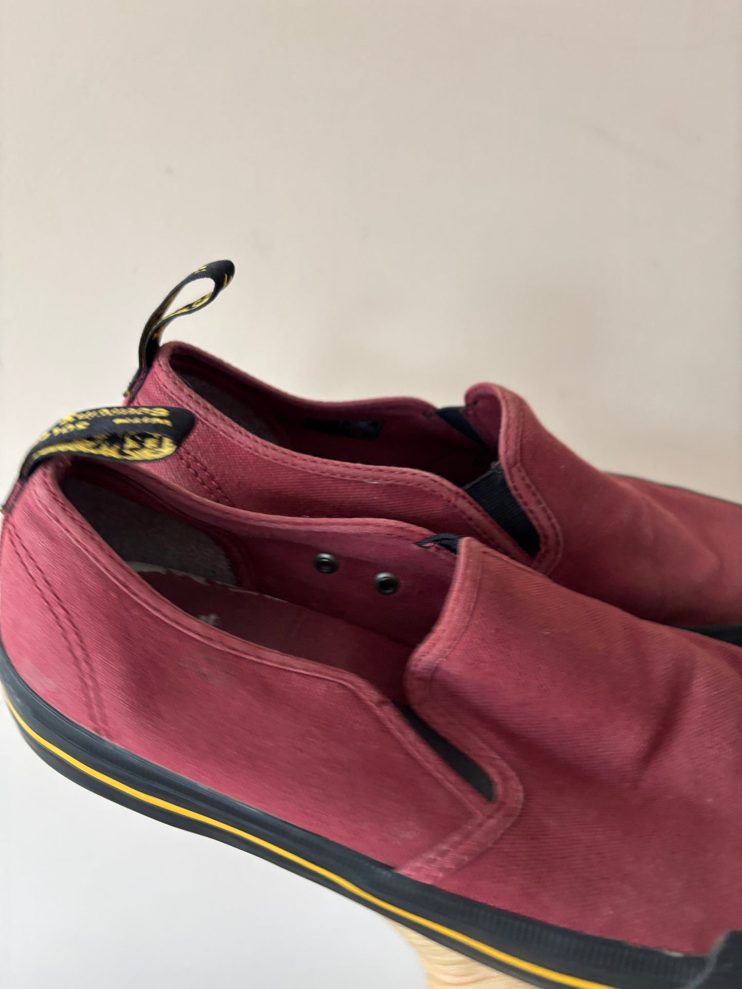 Cherry red canvas Dr Martens shoes size UK6