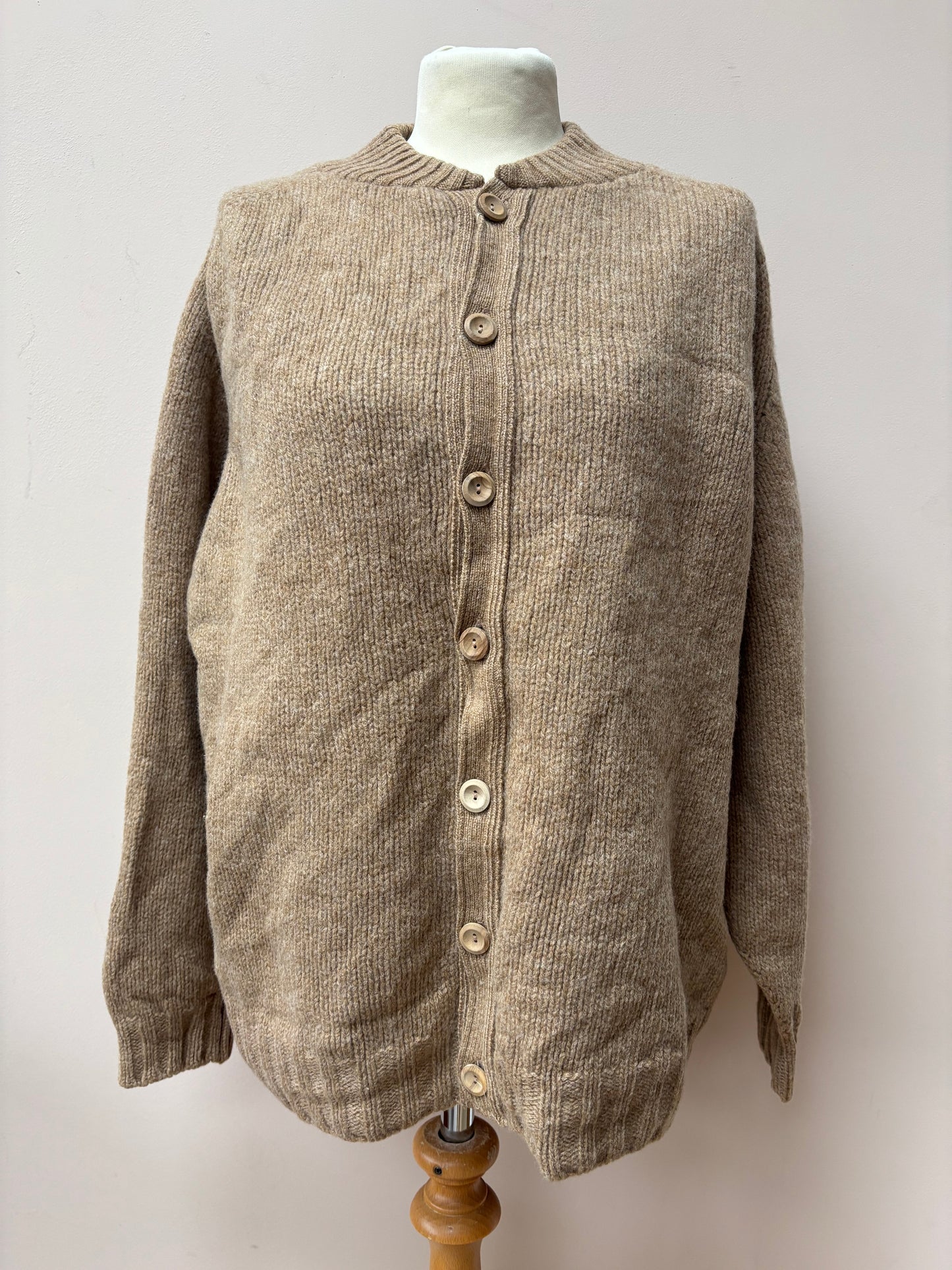 Brown 100% wool bomber style jacket size 12-16