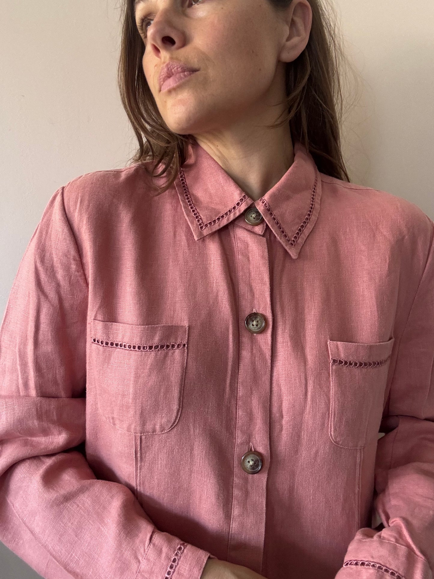 Orvis 100% linen dusky pink jacket size 12-16 ish (size Large)