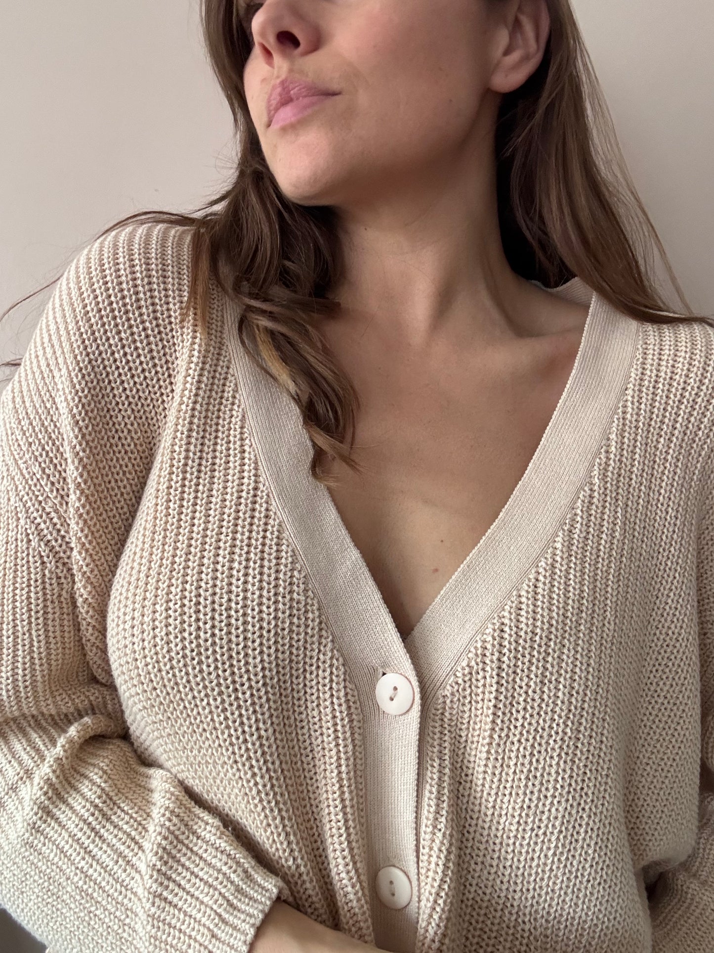 Beige cotton cardigan size S/M