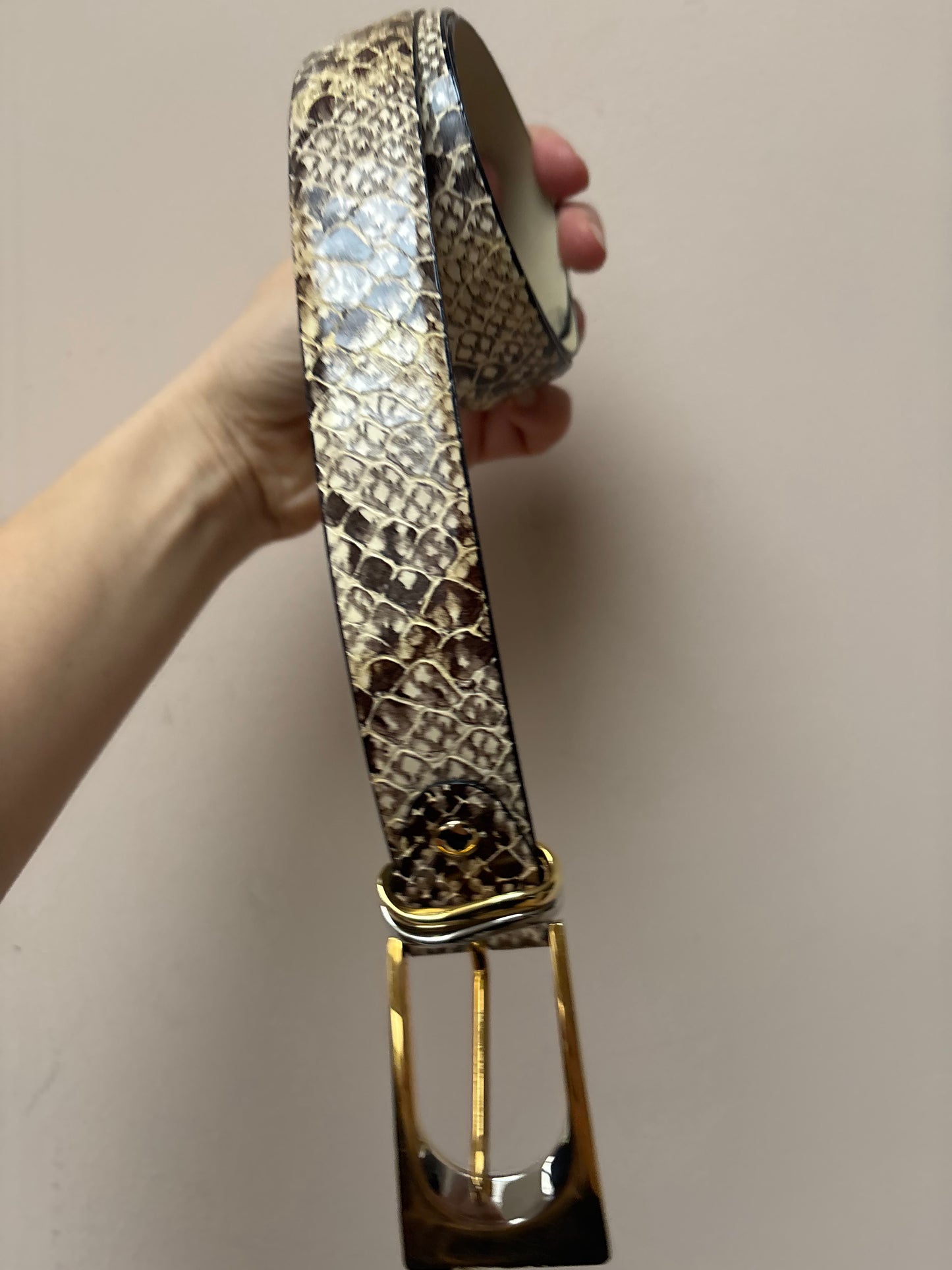 Vintage leather snakeskin belt size 10