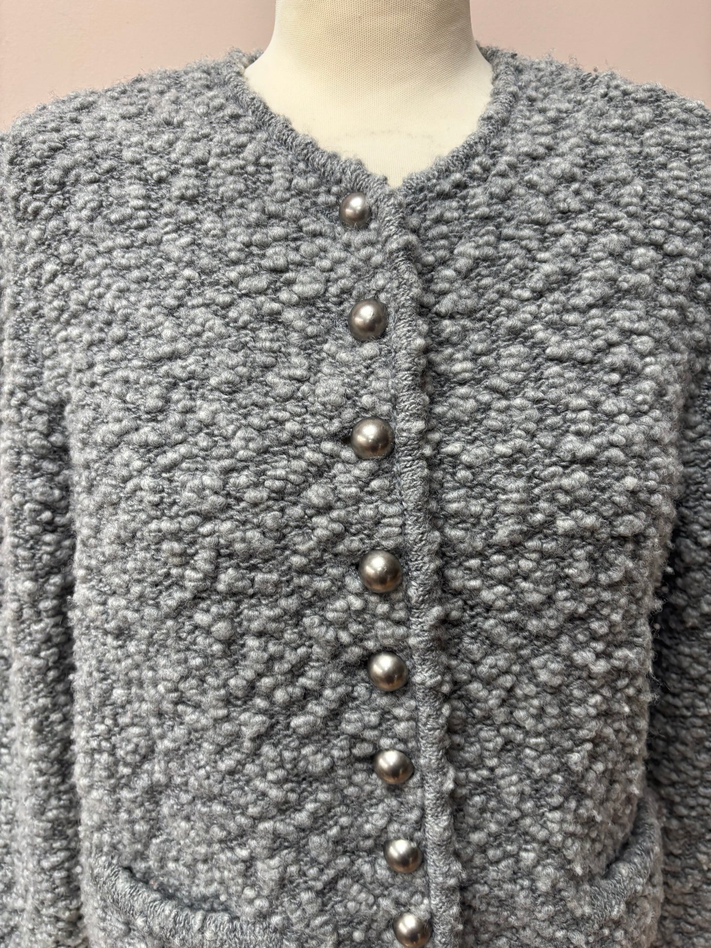 Lodenfrey wool grey boucle cardigan size 10