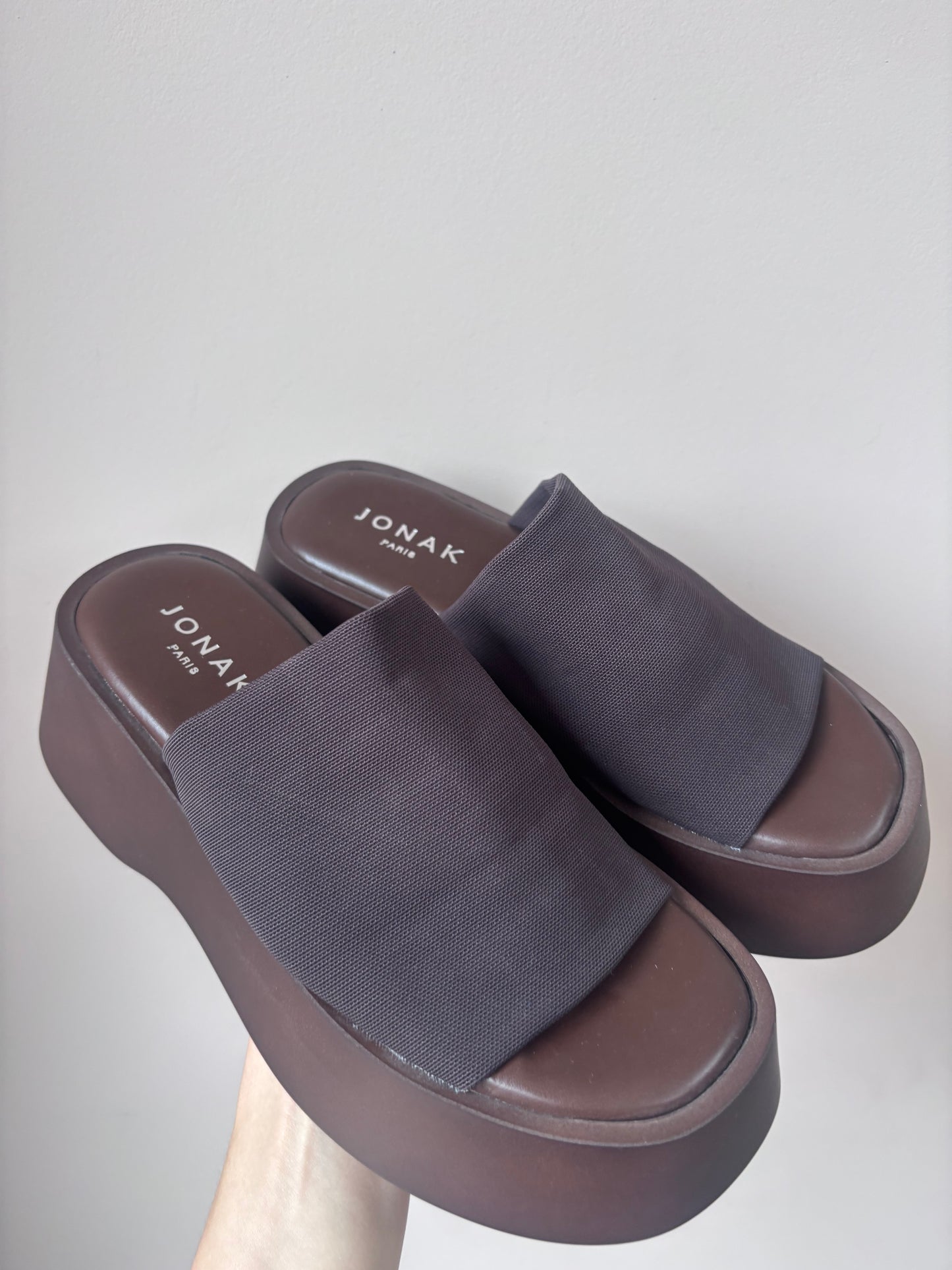 Jonak Paris brown platform sandals size UK3/4