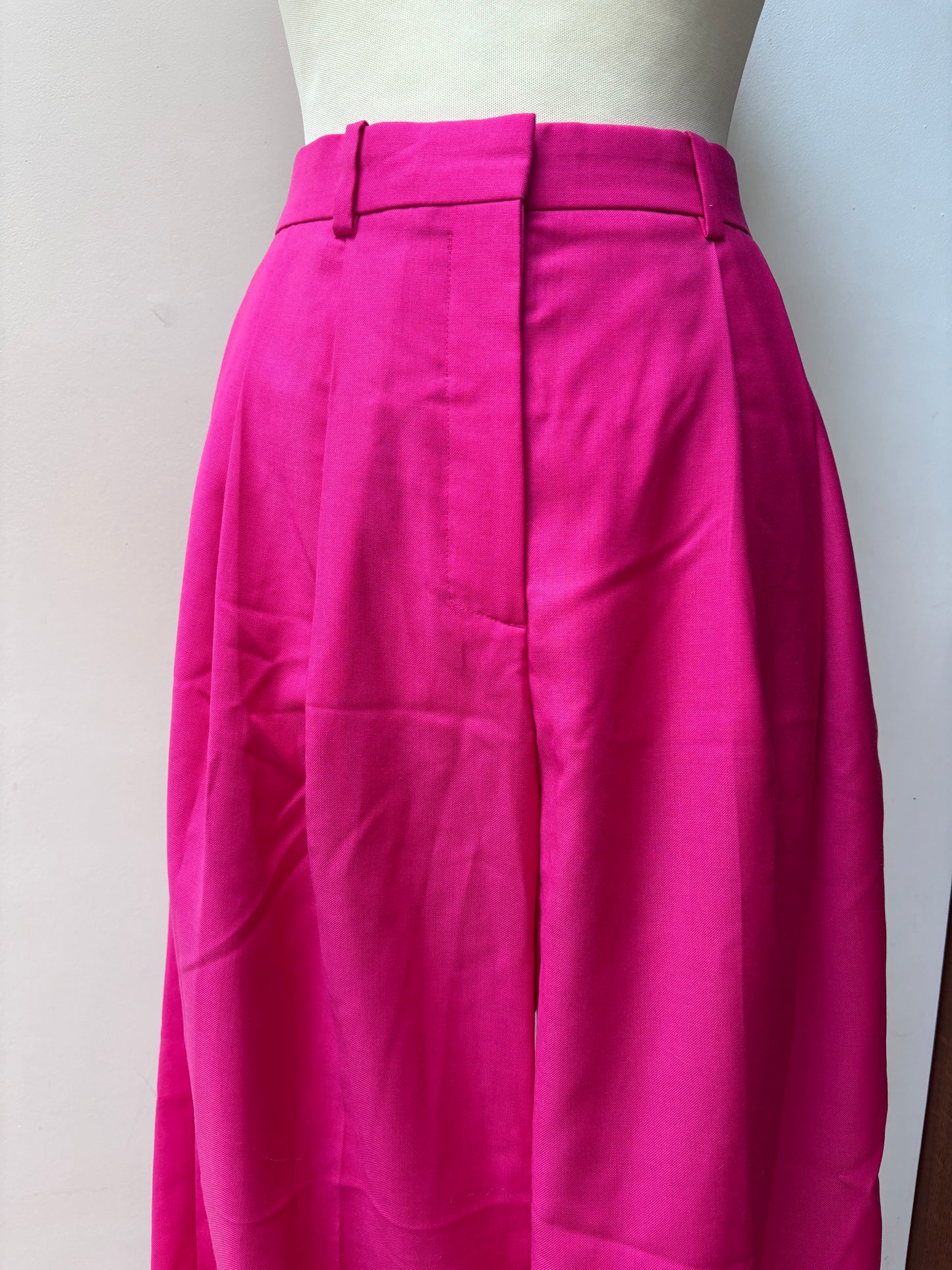 Hot pink 100% wool wide leg trousers size 10