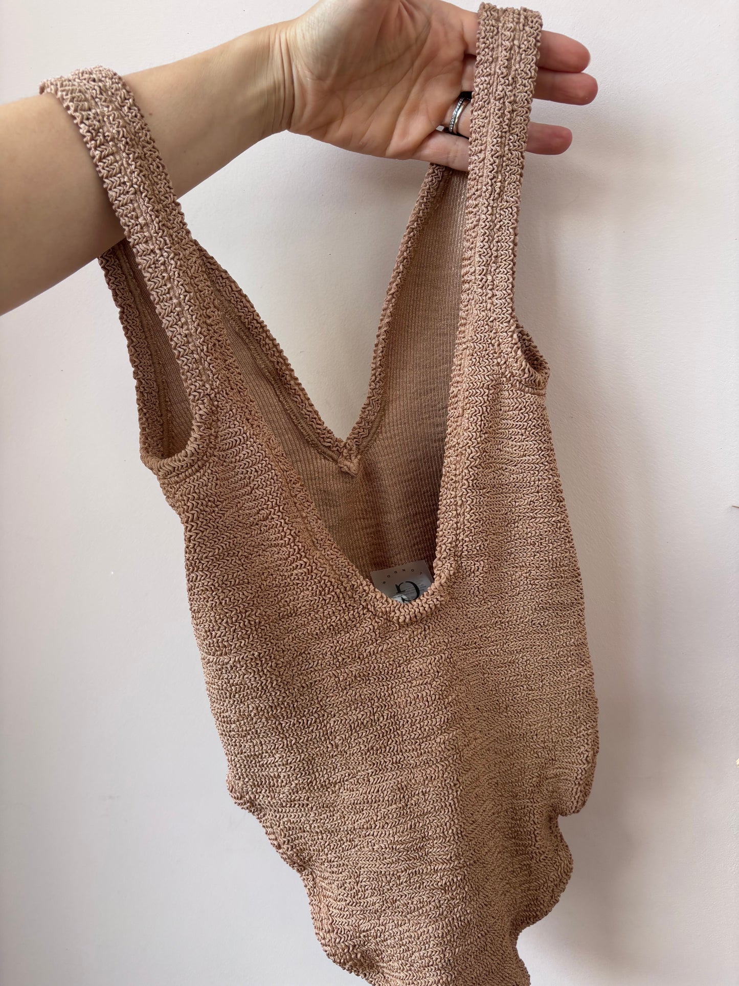 Hunza G brown swimsuit one size