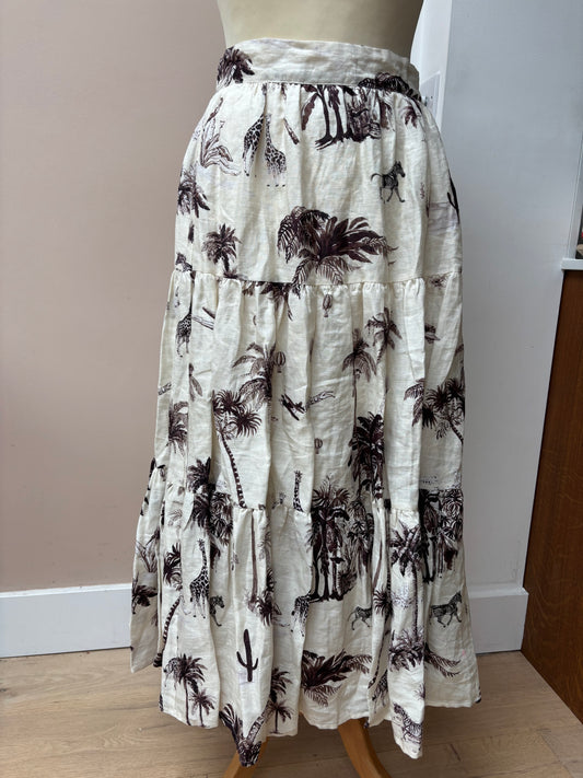 100% linen safari patterned skirt size 18