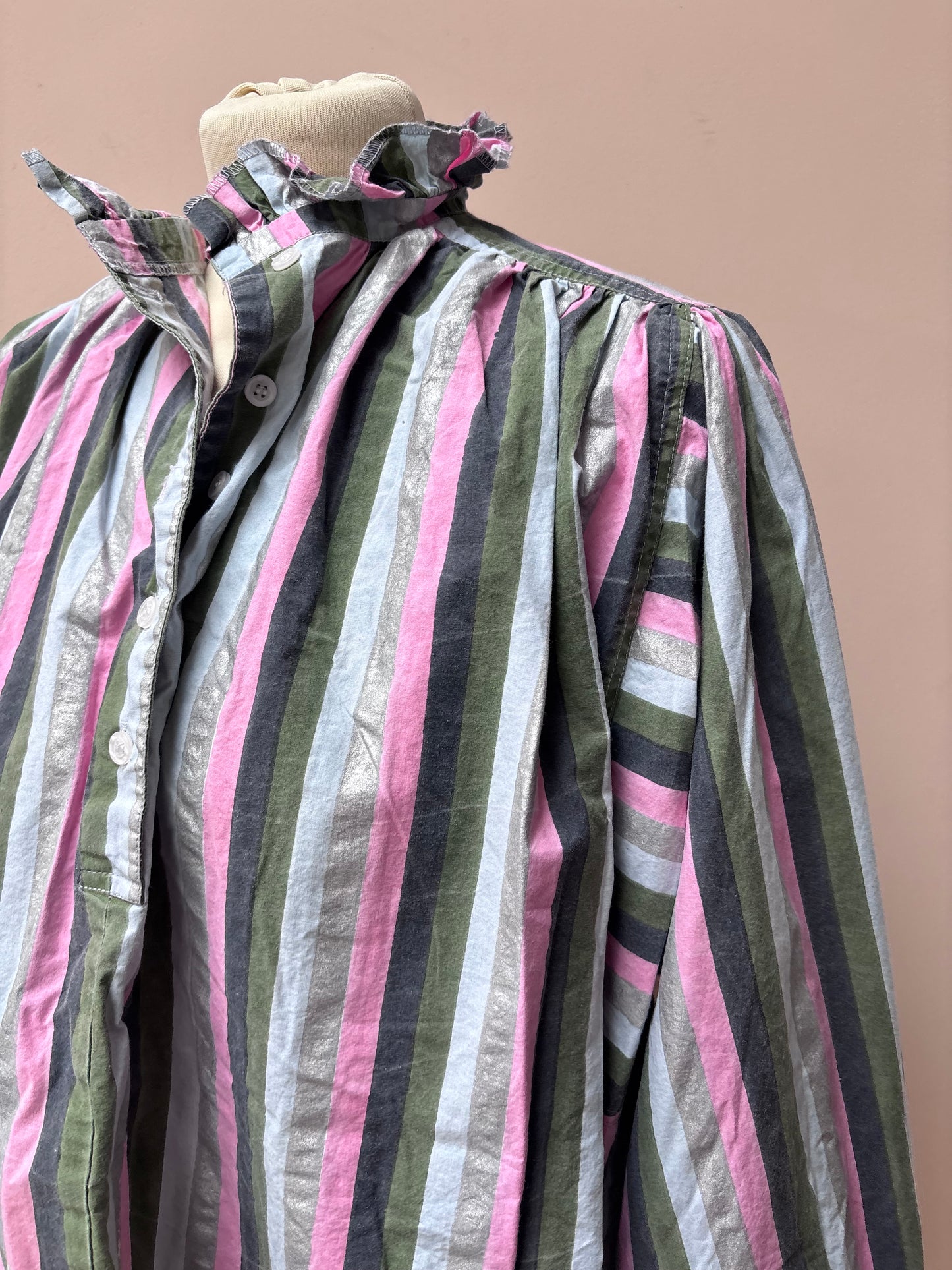 Blockprints striped cotton top size Small