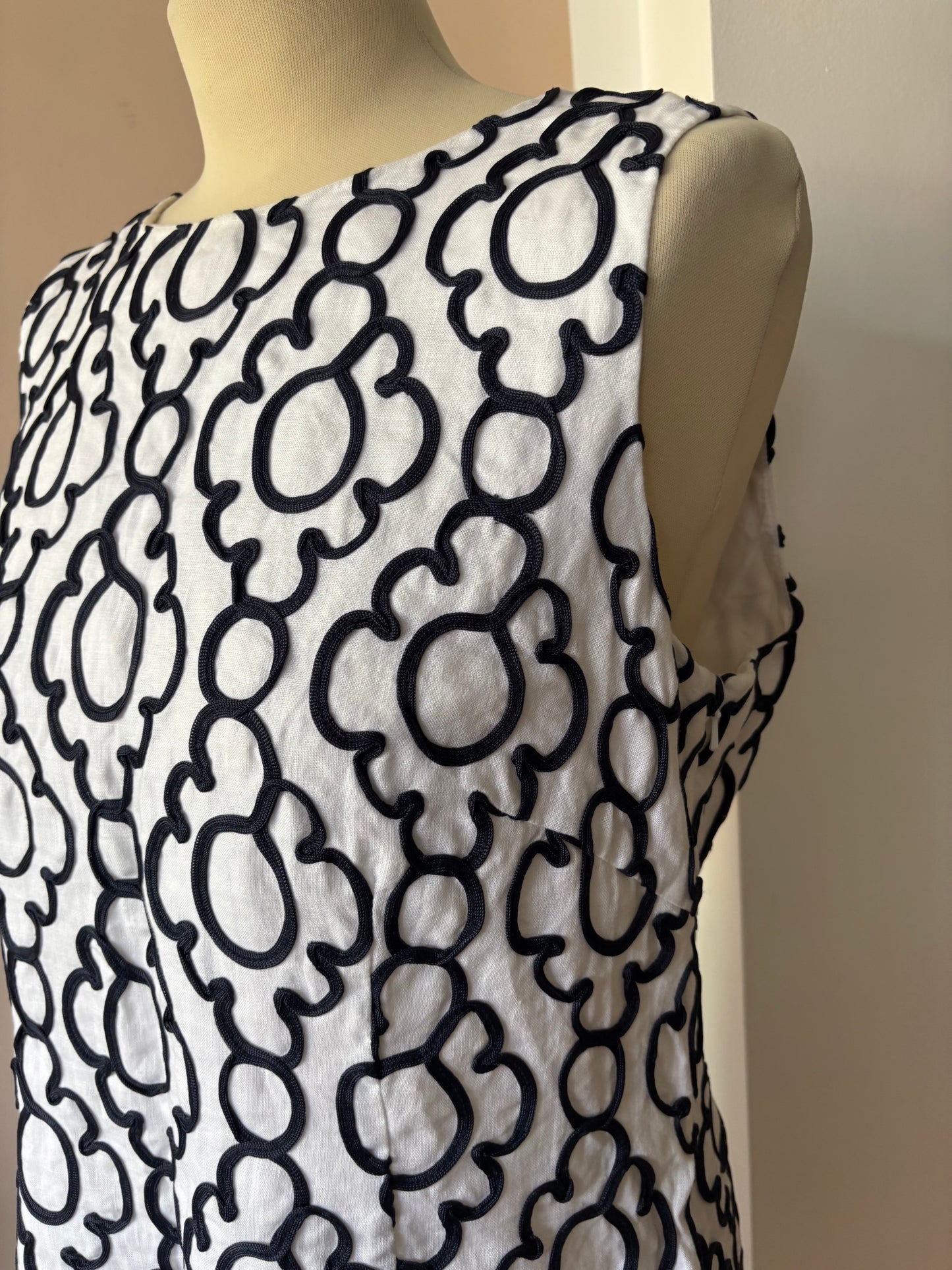 100% linen embroidered dress size 14