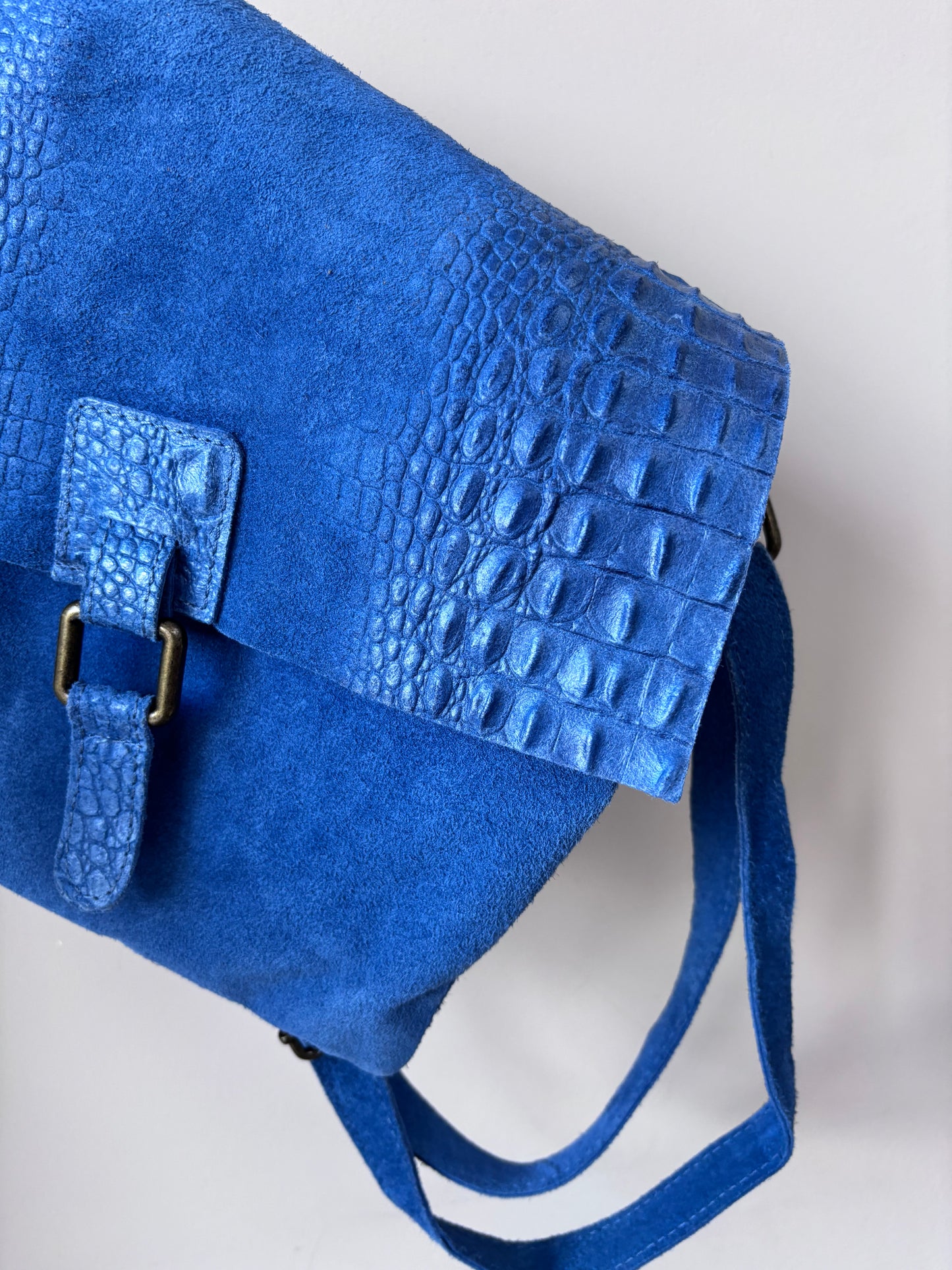 Blue suede leather bag