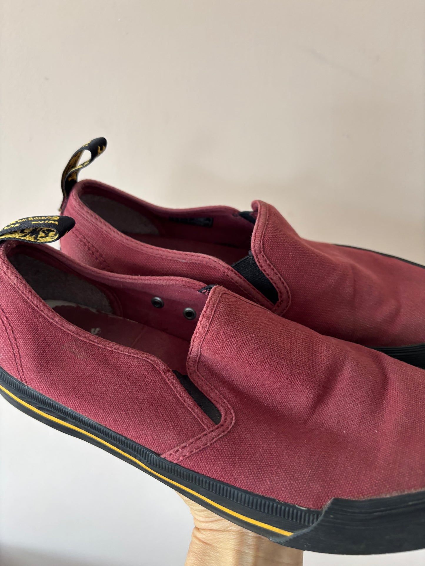 Cherry red canvas Dr Martens shoes size UK6