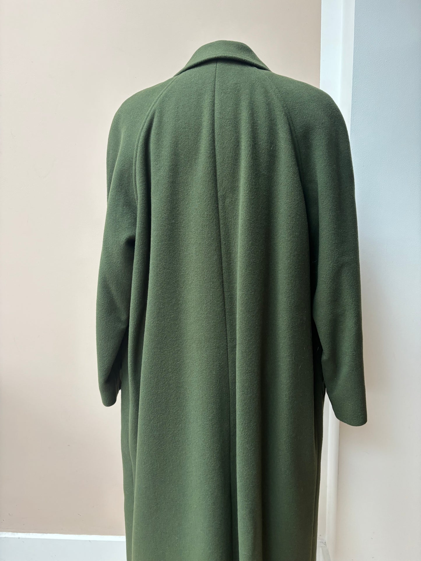 Vintage Green 100% wool long coat size 10/12