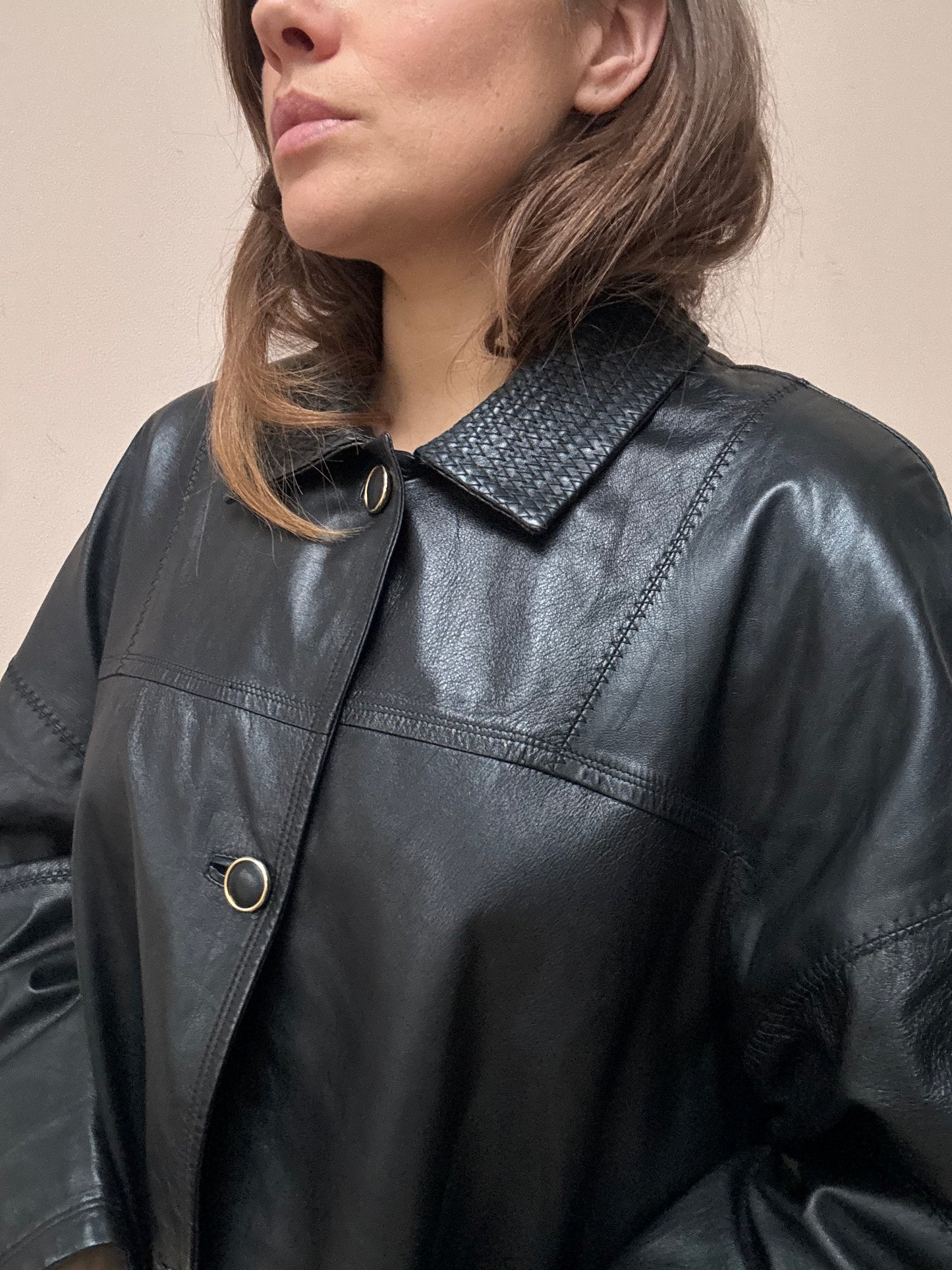 Vintage black leather jacket size 12-16