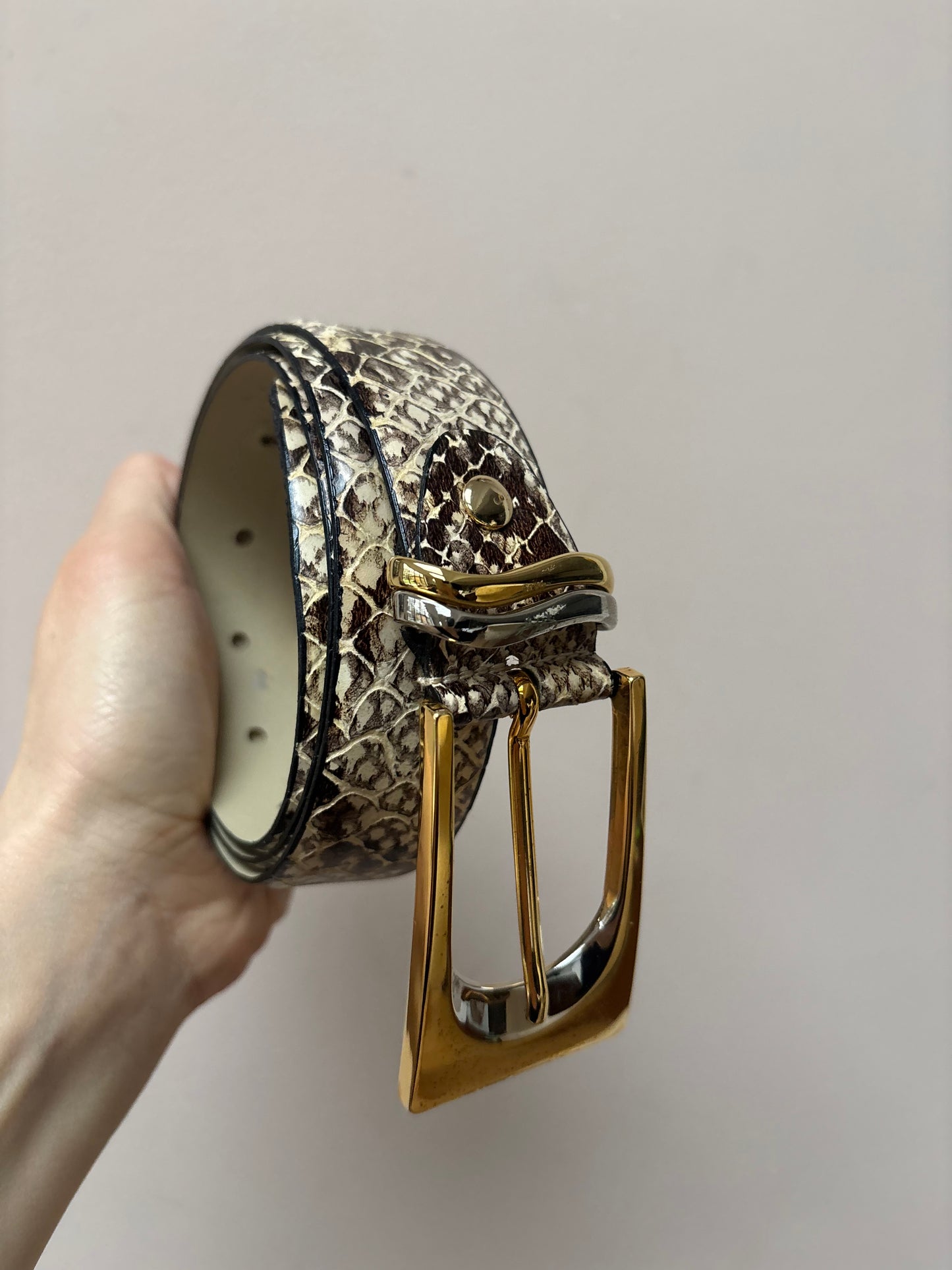 Vintage leather snakeskin belt size 10