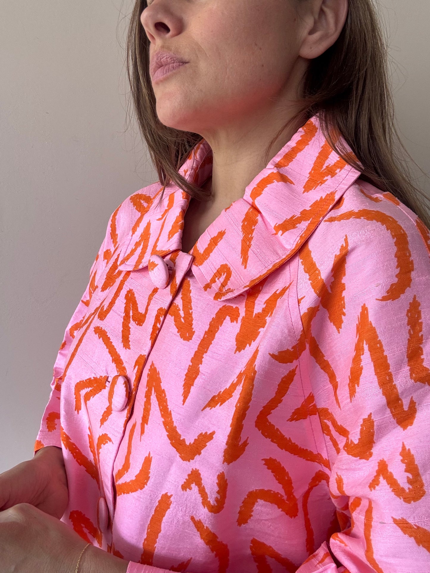 Bright 100% silk jacket size Large