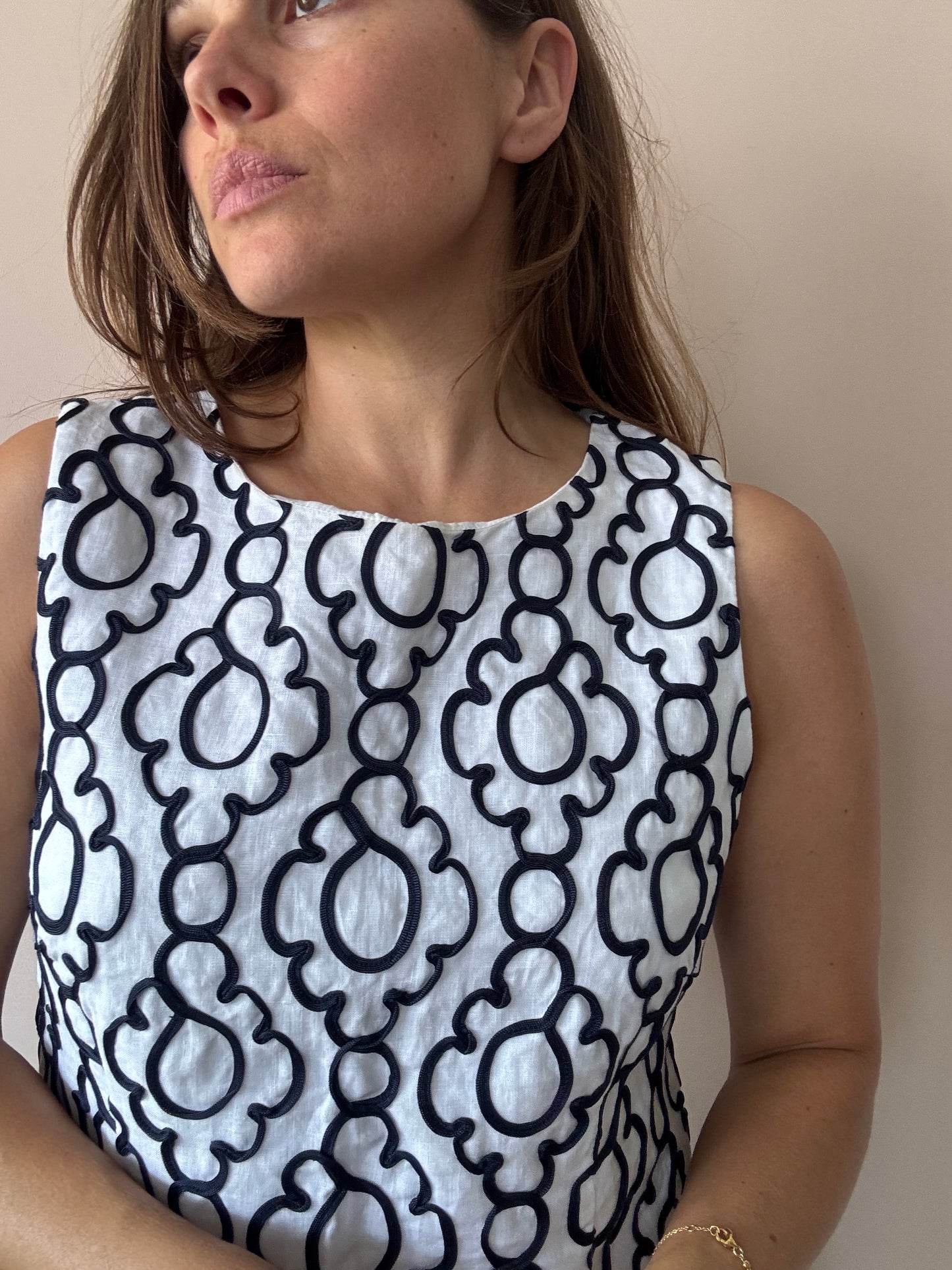 100% linen embroidered dress size 14