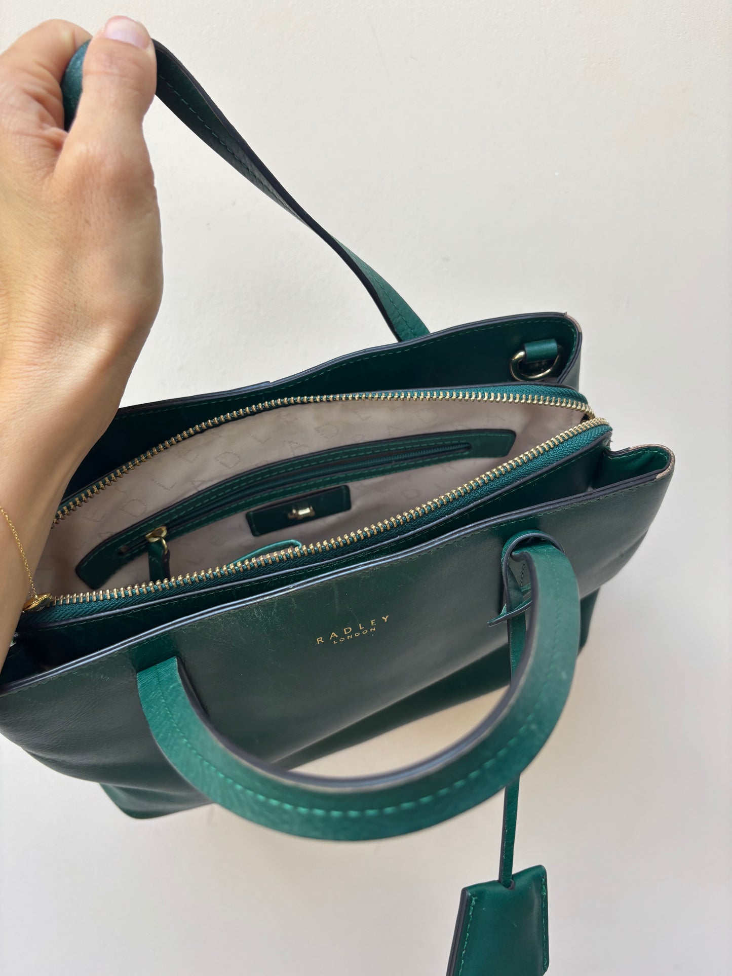 Green leather Radley bag