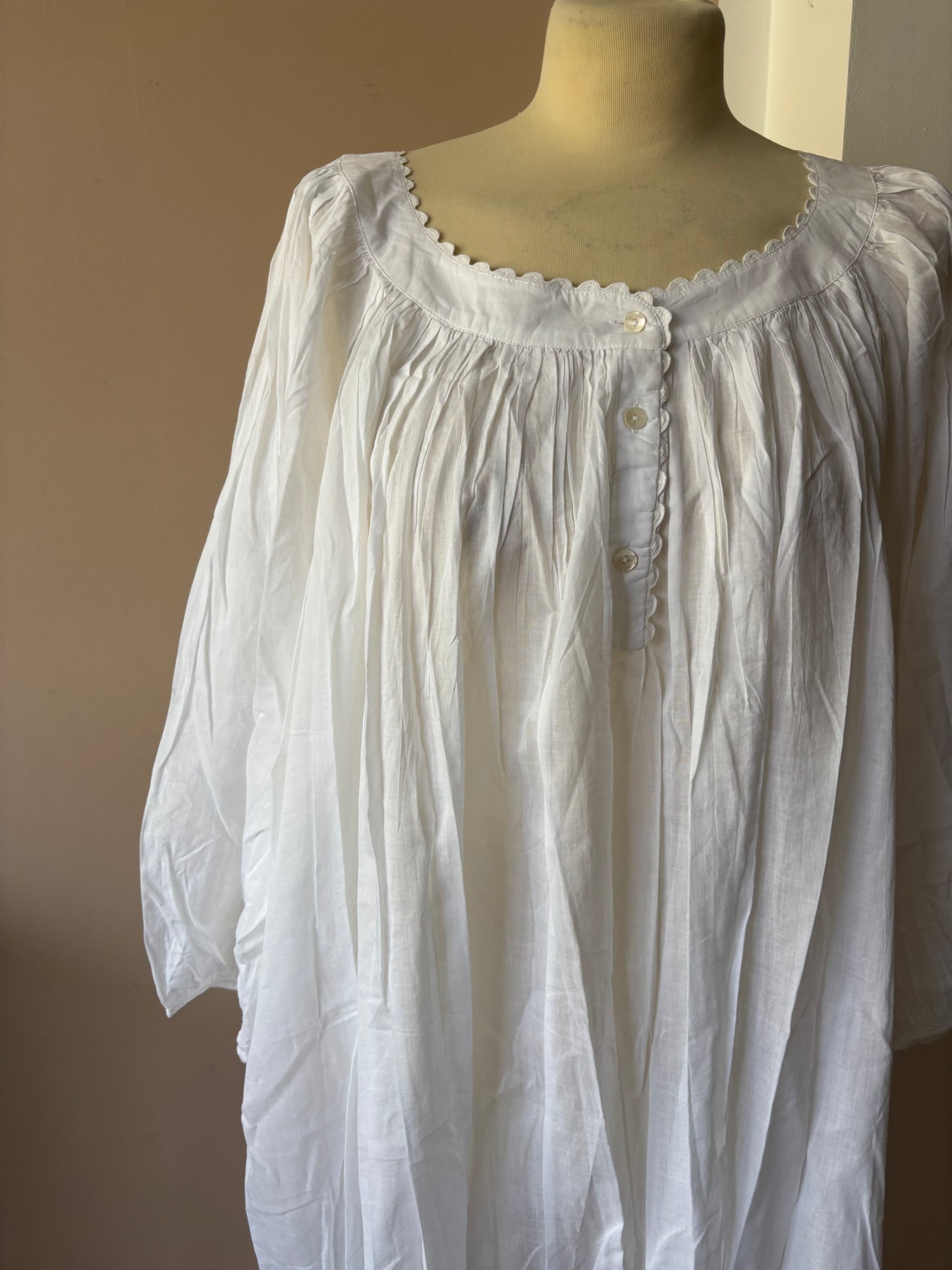 White organic cotton nightdress . One size