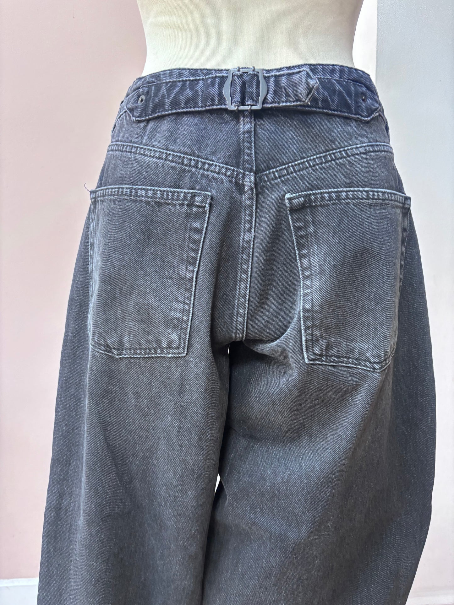 Black cotton wide leg jeans size 10/12