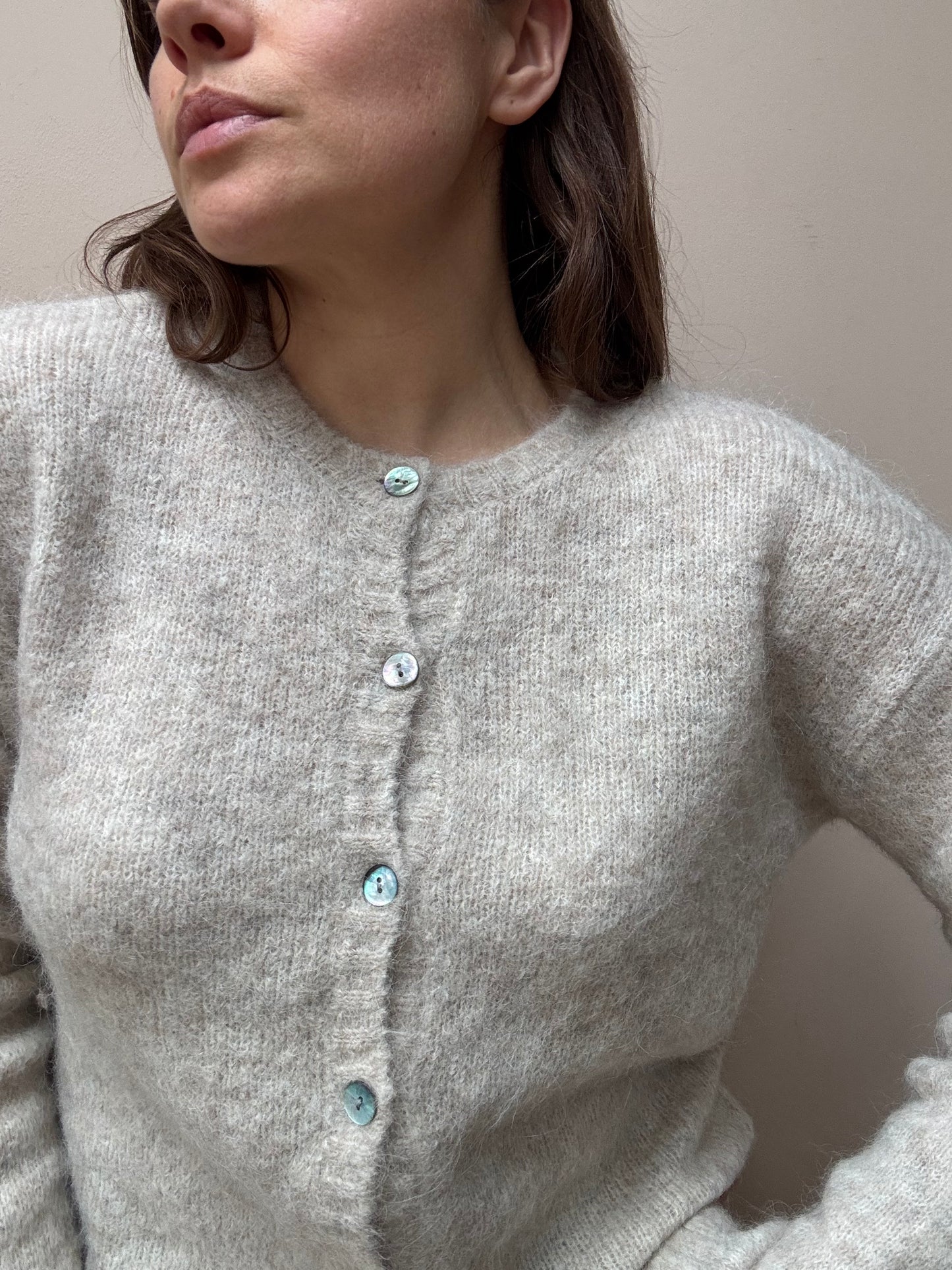 Greige mohair mix cardigan size Medium