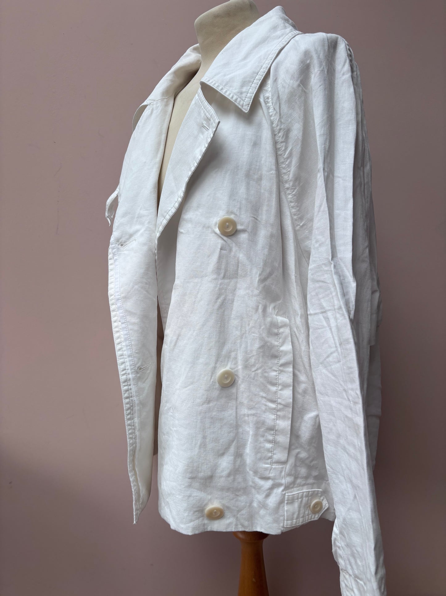 White 100% linen jacket size 14