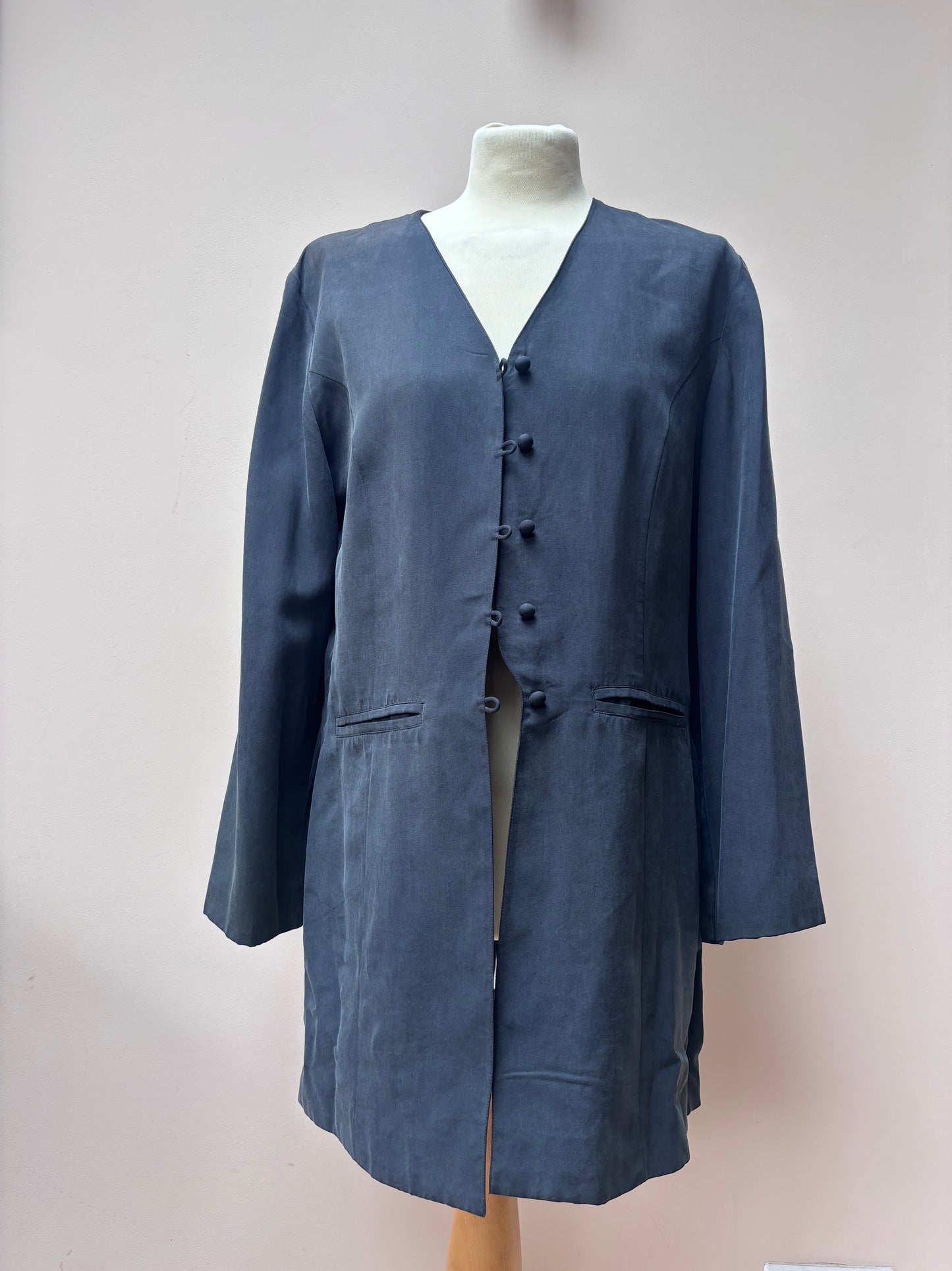 Vintage midnight blue 100% silk jacket size 10/12