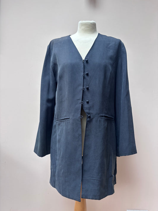 Vintage midnight blue 100% silk jacket size 10/12
