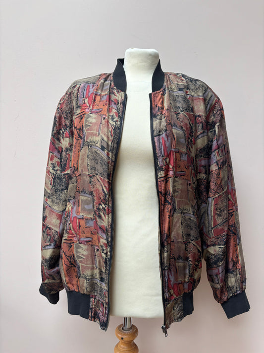 Vintage 100% silk bomber jacket size Medium