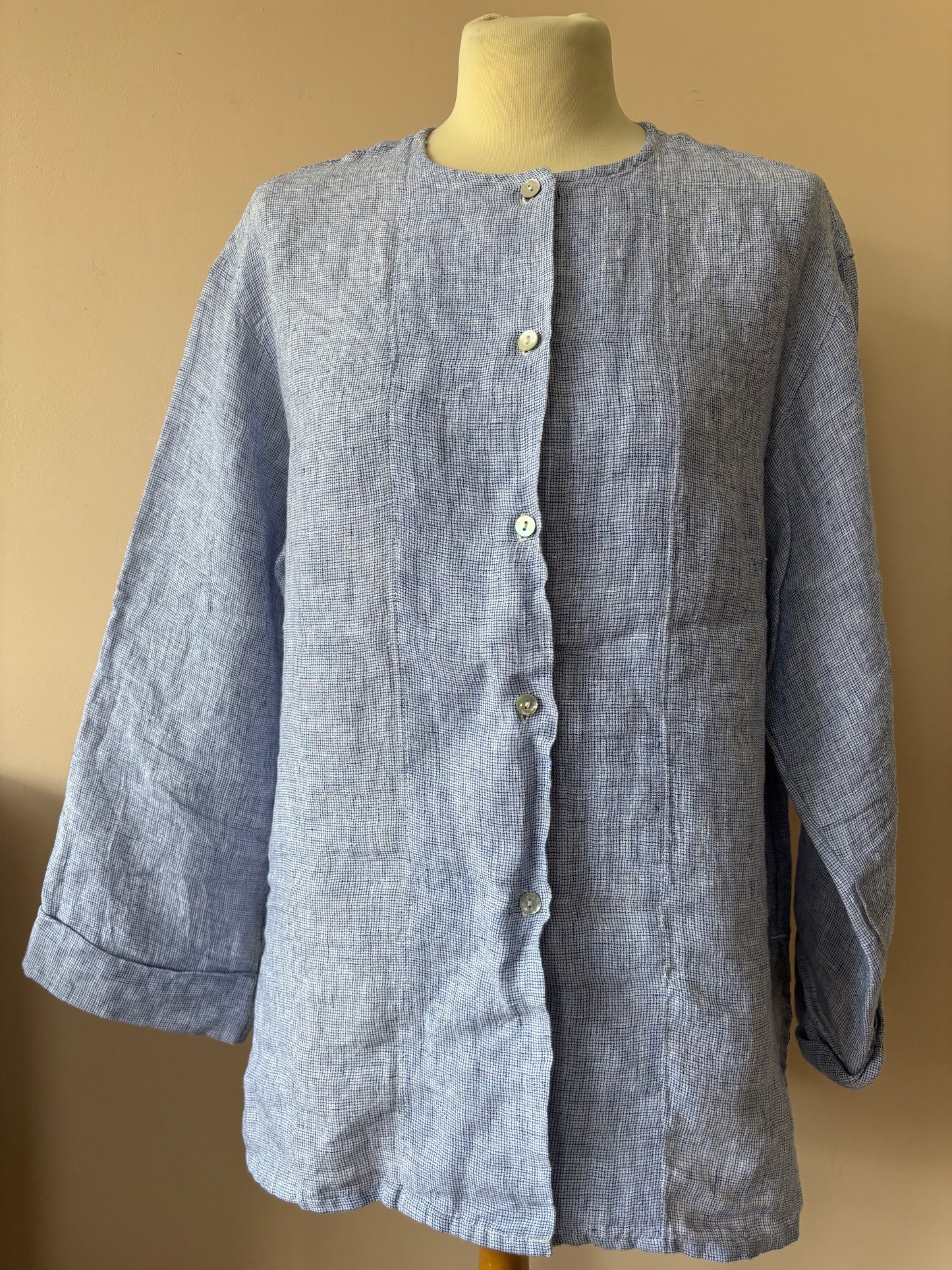 Pale blue 100% linen shirt size 12