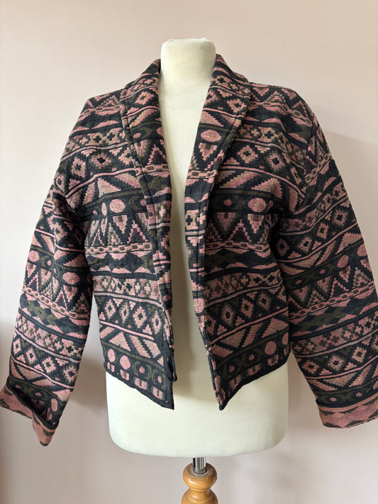 Vintage 100% cotton woven cropped jacket size 12/14