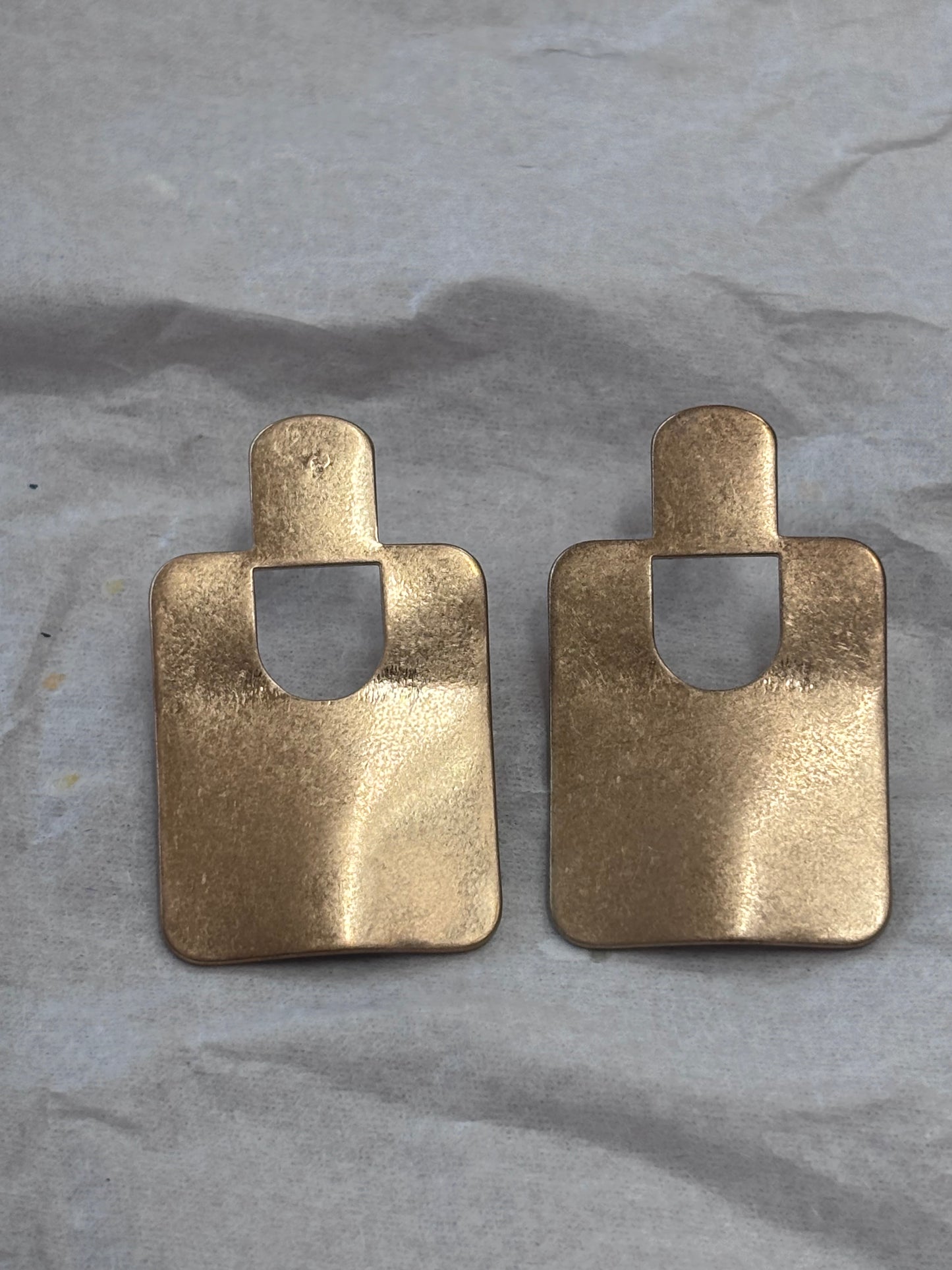 Brushed flat gold earrings
