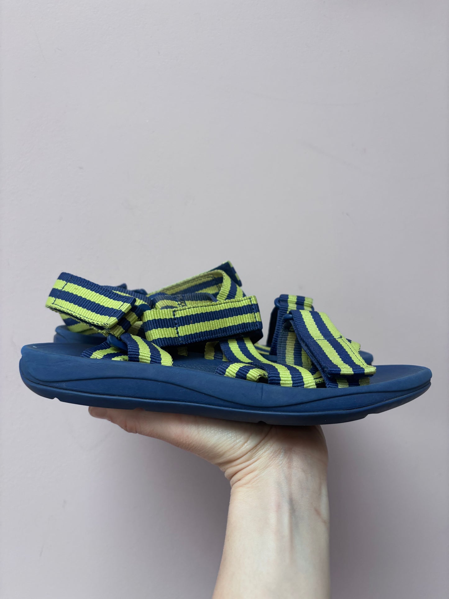 Yellow blue striped Camper sandals size UK6
